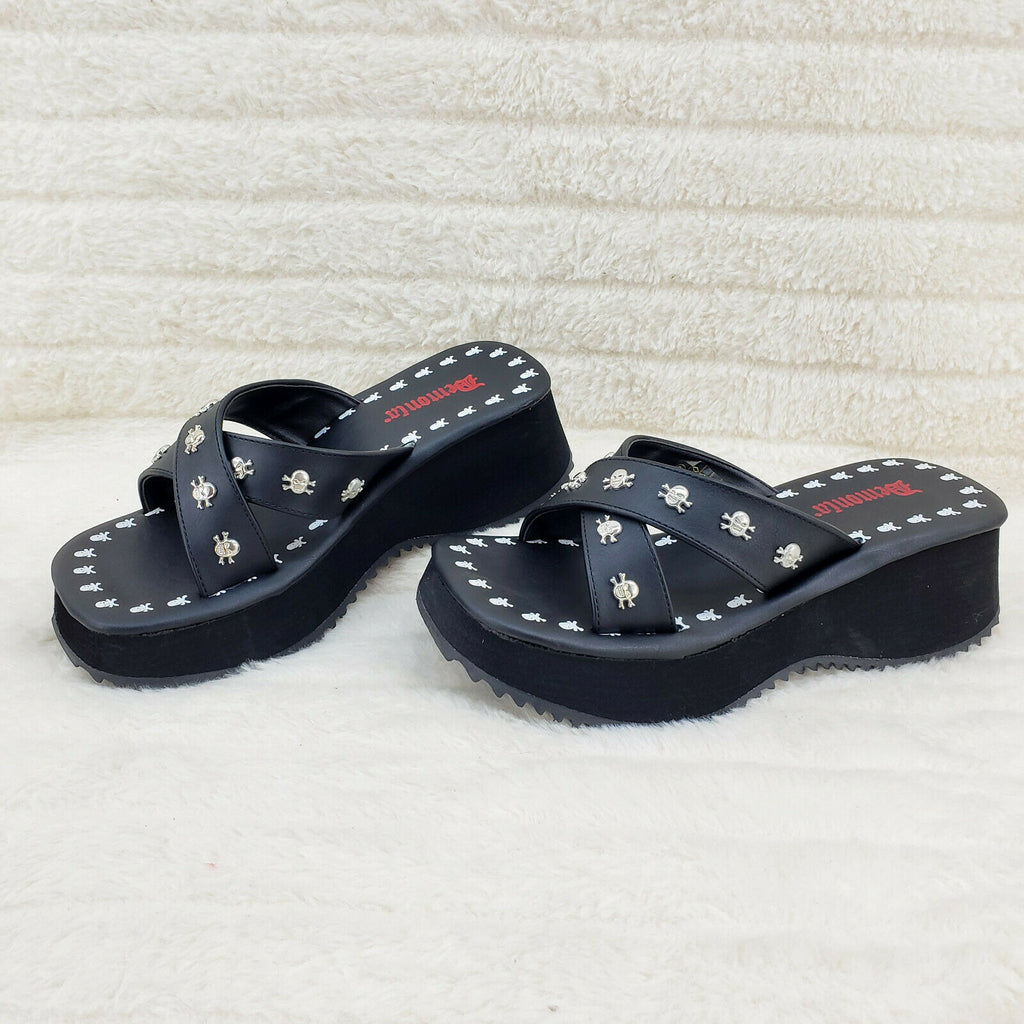 Flip Demonia Goth Slip On Sandals With Skull Studs In House Stock NY 8 ...