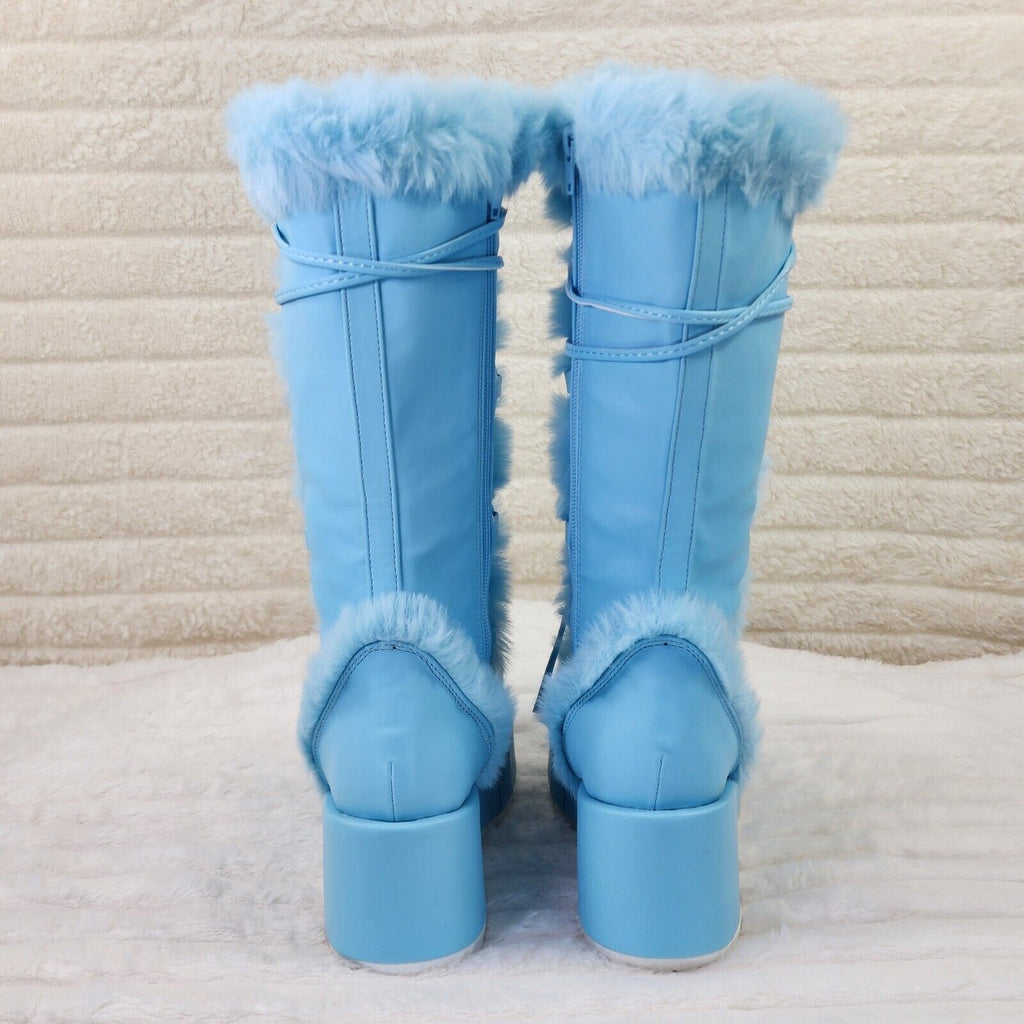 311 Cub Stomper Baby Blue Mammoth Platform Goth Punk Knee Boots NY Restock - Totally Wicked Footwear