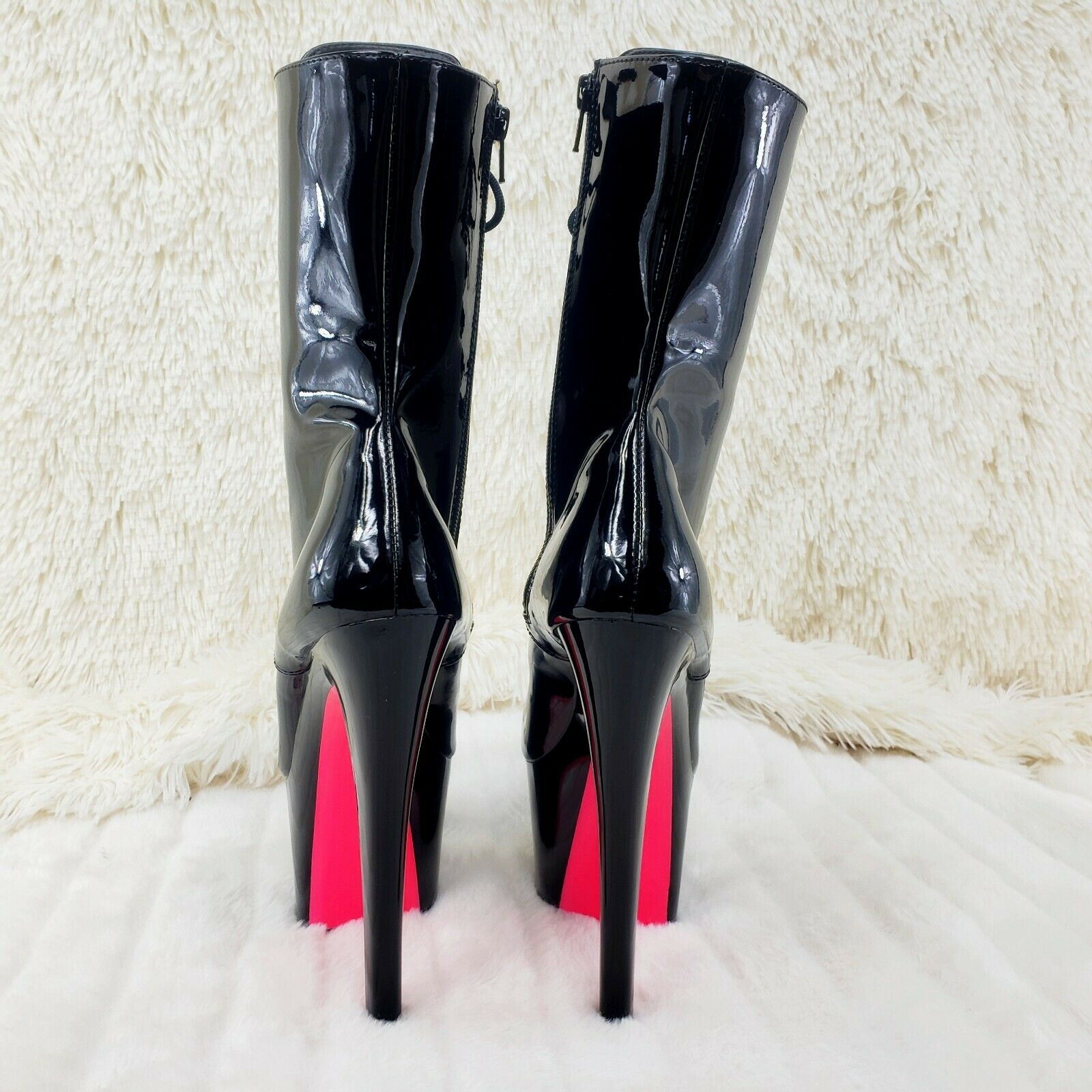 Sky 1020TT Black Patent UV Neon Pink Platform Ankle Boot 7" High Heels Shoes NY - Totally Wicked Footwear