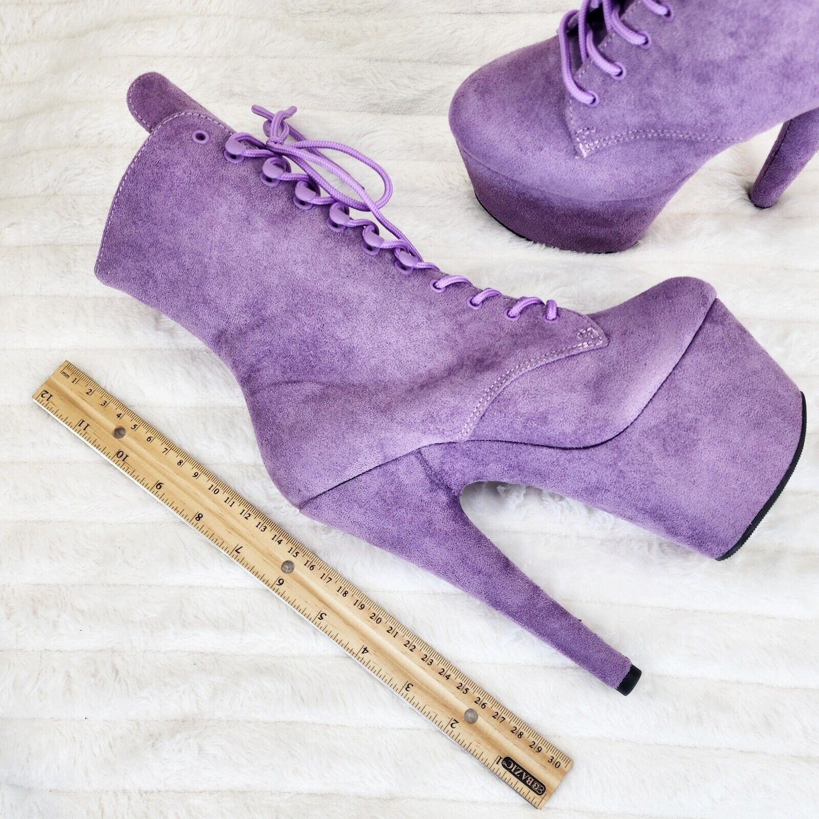Adore 1020FS Lavender Lilac Purple Faux Suede  7" Heel Platform Ankle Boots NY - Totally Wicked Footwear