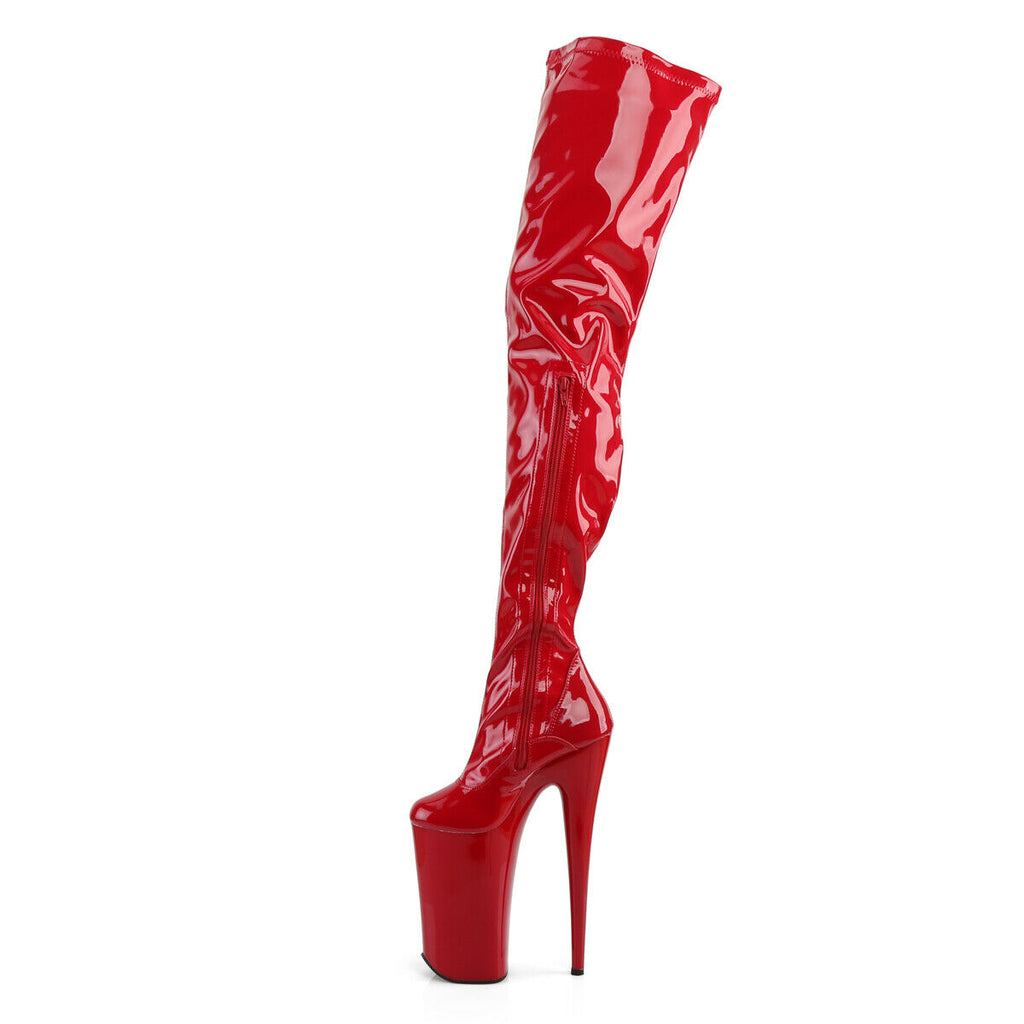 Beyond 4000 Stretch Thigh High Red Patent Boots 10" Heels Size 9 & 10 NY - Totally Wicked Footwear