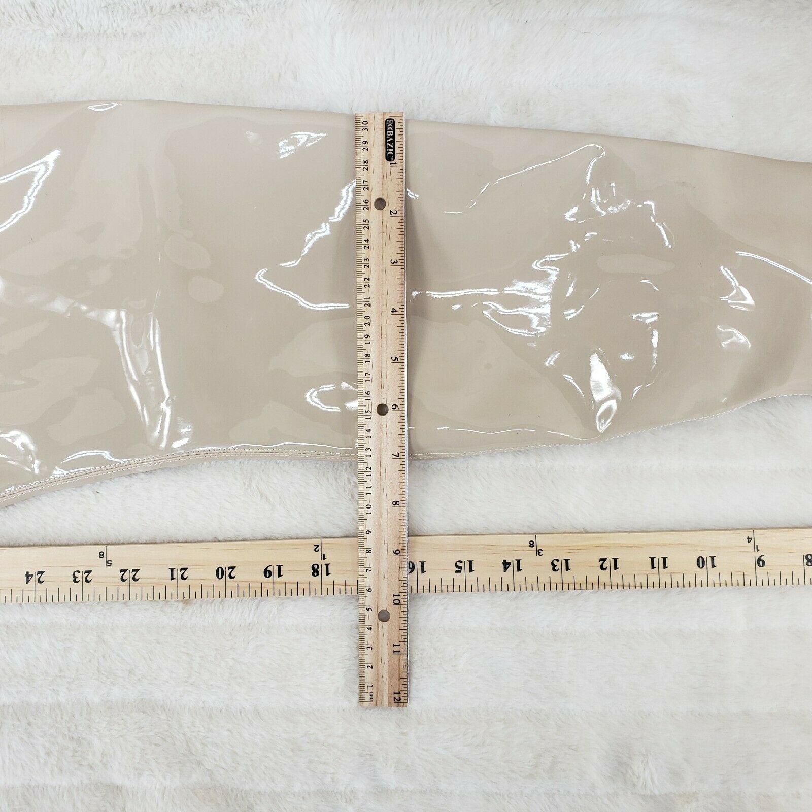 Bad Girlz Off White Patent Wide Top Thigh High Boots 4.5" Heels - Totally Wicked Footwear