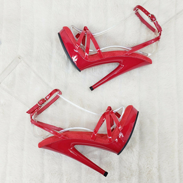 Sultry 638 Red Patent 6" High Heels Strappy Platform Sandal Shoes In House - Totally Wicked Footwear