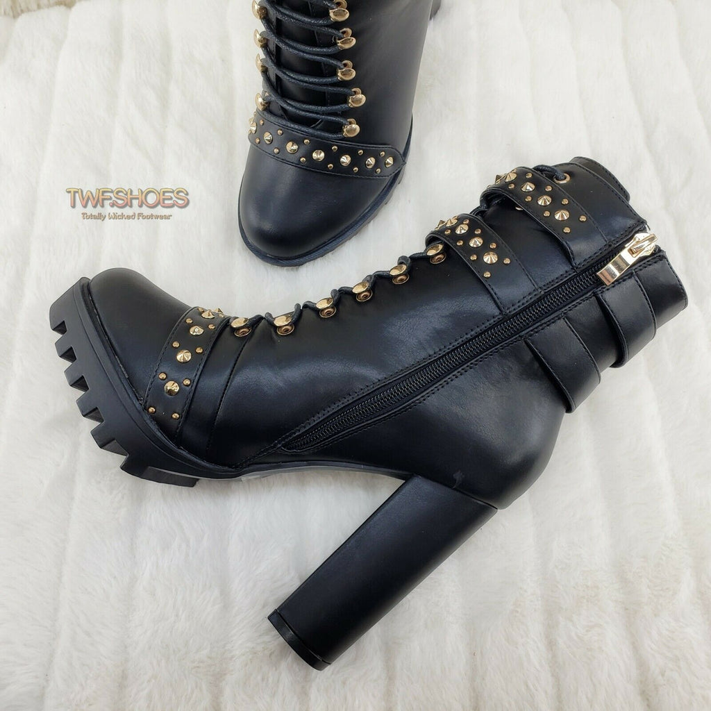 Jeffrey Campbell Boots Womens 8 Black Studded Ankle Leather Rylance Moto  Chic | eBay