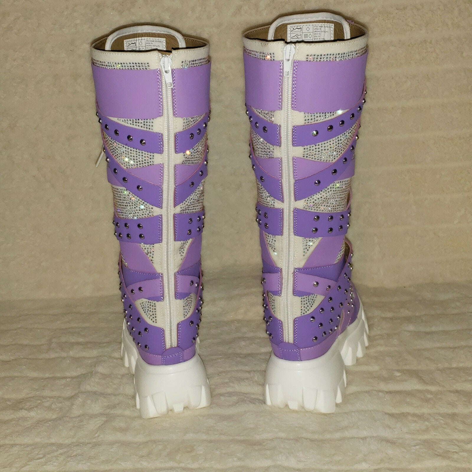 Wang Limited Lilac Purple White Platform Sneaker Knee Boots Hidden Wedge Heels - Totally Wicked Footwear