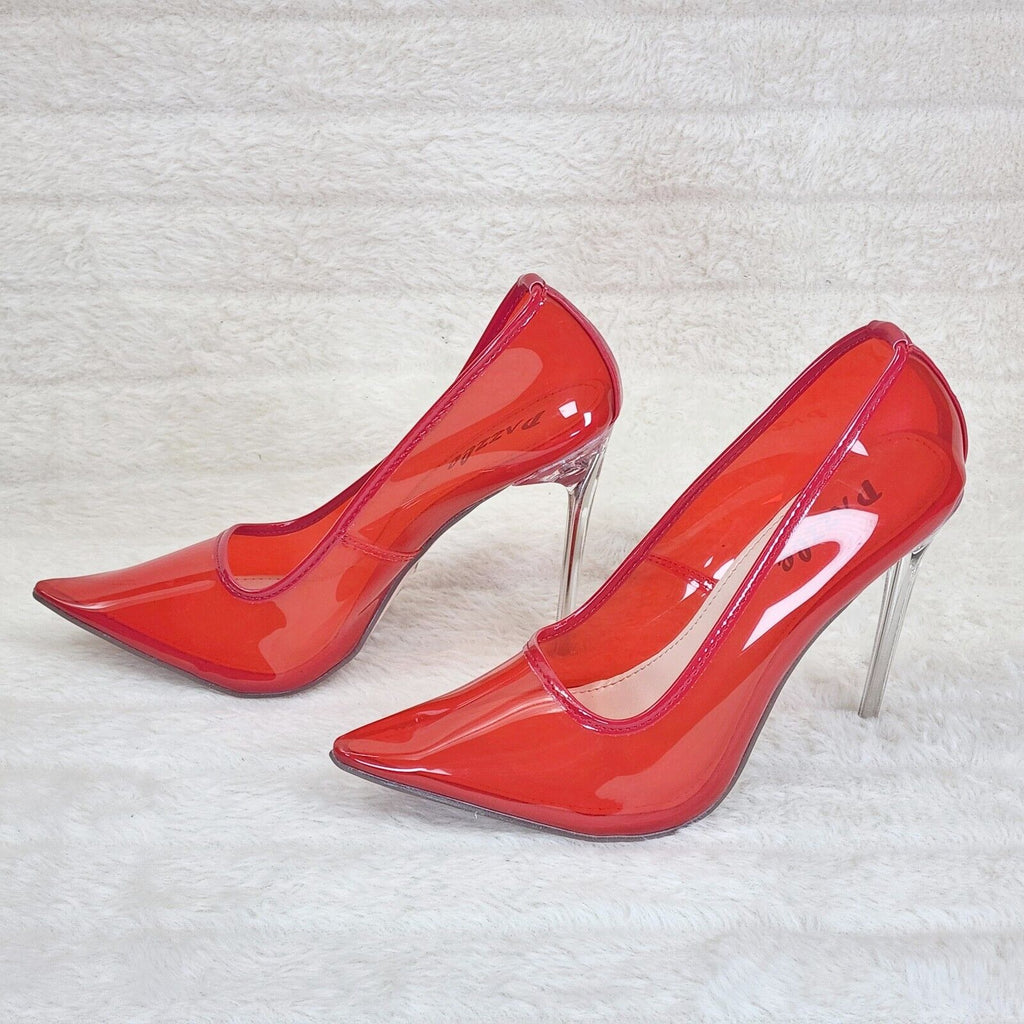 PVC Jelly Translucent High Heel Pointy Toe Stiletto Pumps Shoes Red Baker - Totally Wicked Footwear