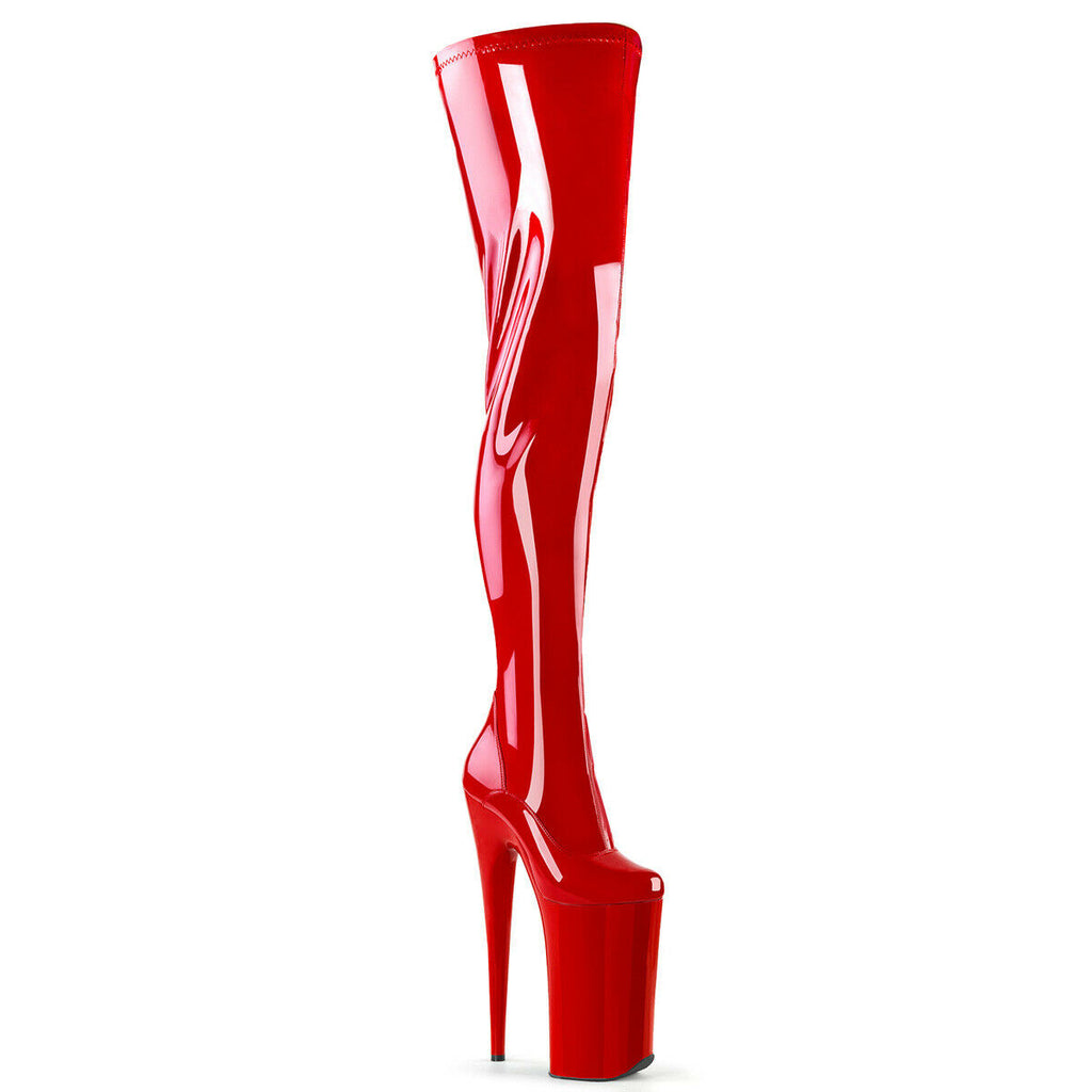 Beyond 4000 Stretch Thigh High Red Patent Boots 10" Heels Size 9 & 10 NY - Totally Wicked Footwear