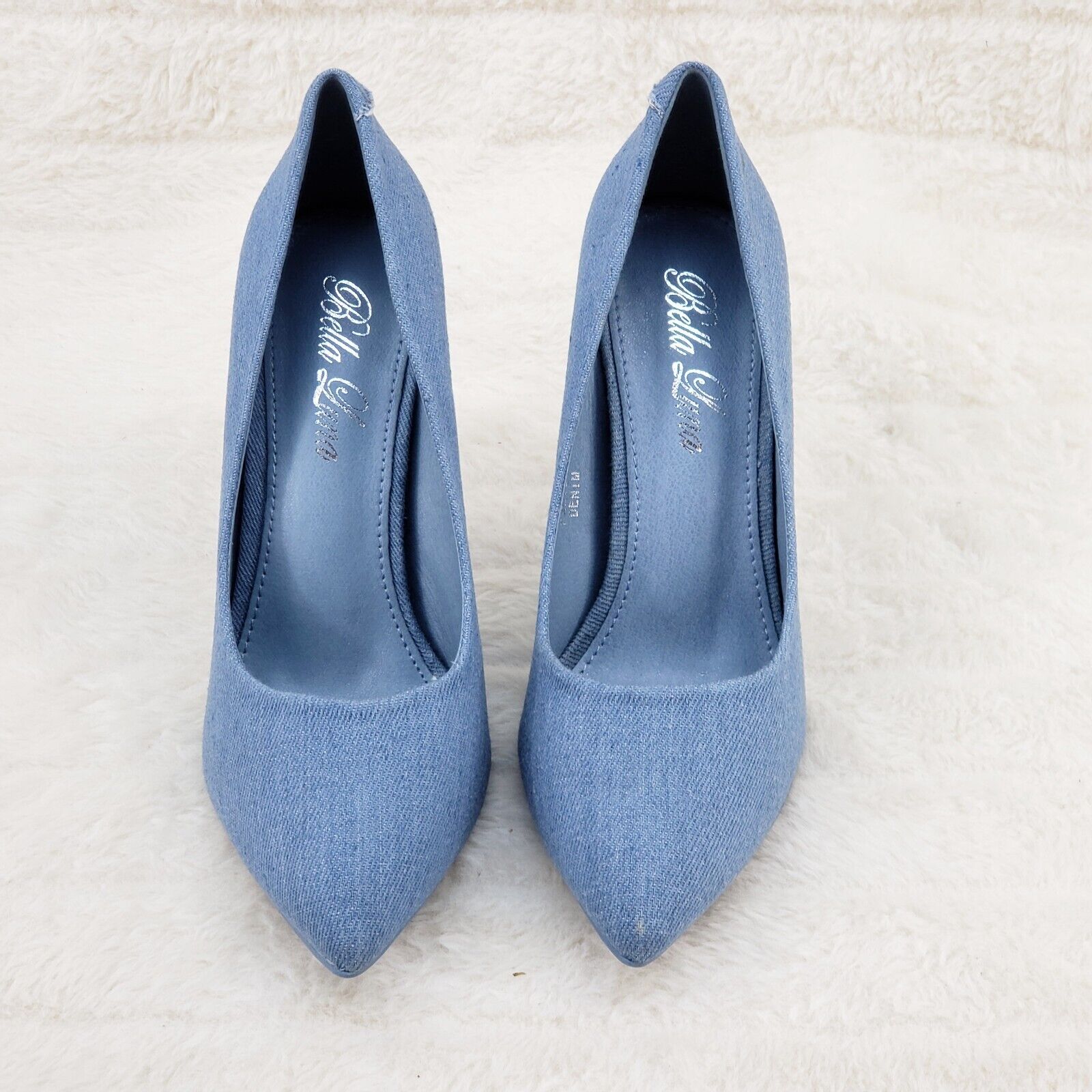 Fabio Medium Denim High Heel Shoes Pointy Toe Pump 7-11 - Totally Wicked Footwear