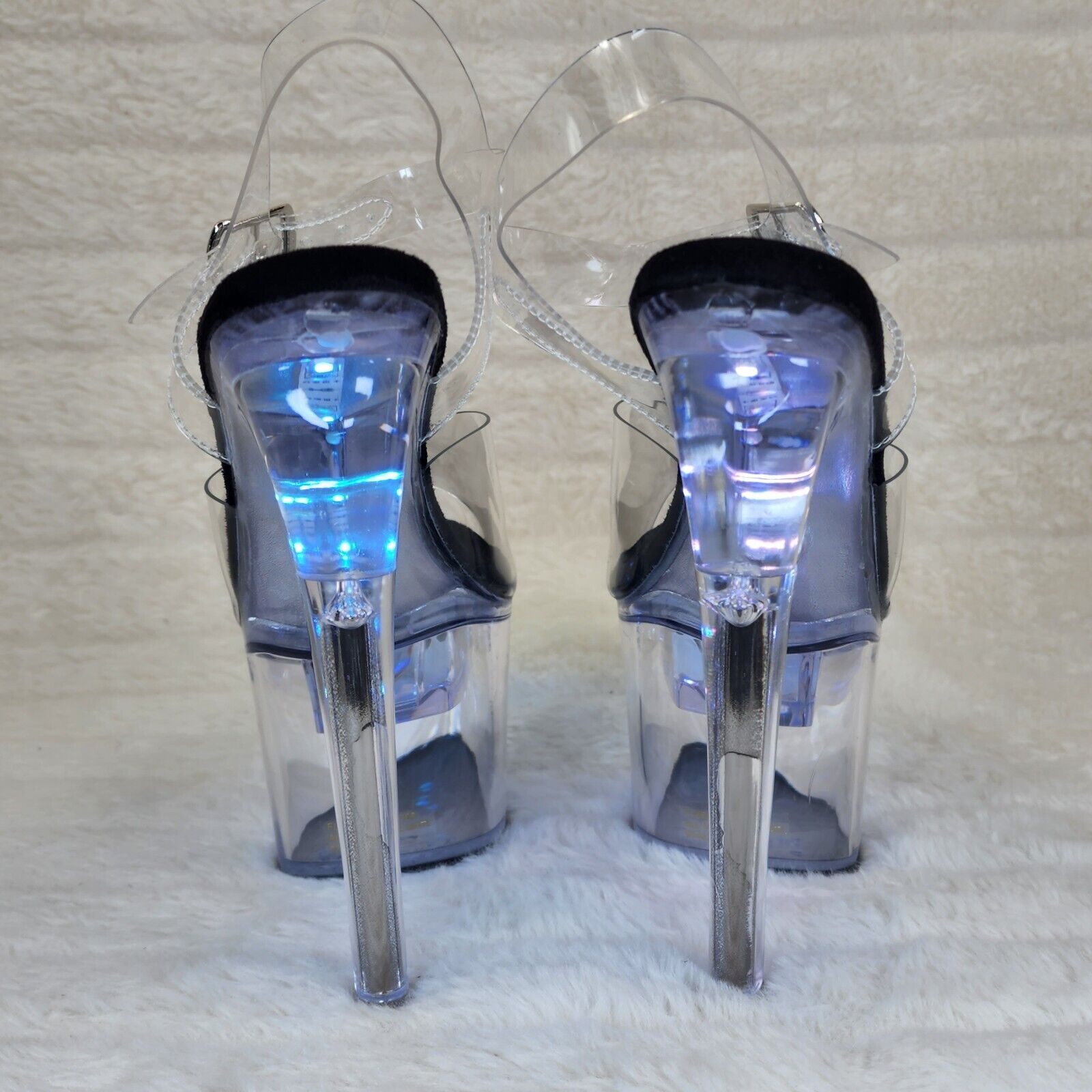 Flashdance LED Multi-Function Light Up Platform Sandals 7" High Heels NY Black - Totally Wicked Footwear