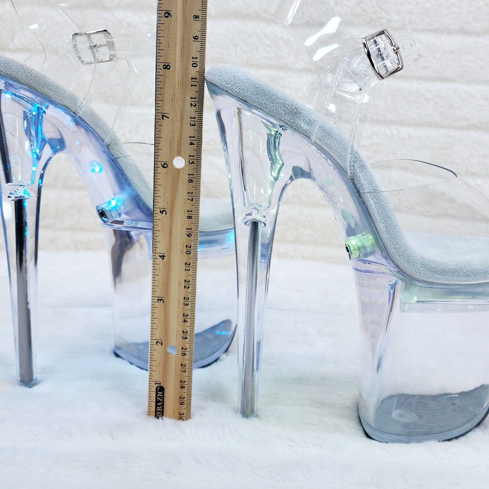 Flash Dance Led Lighted Multi Function Flashdance Clear Platform 8" Heels NY - Totally Wicked Footwear