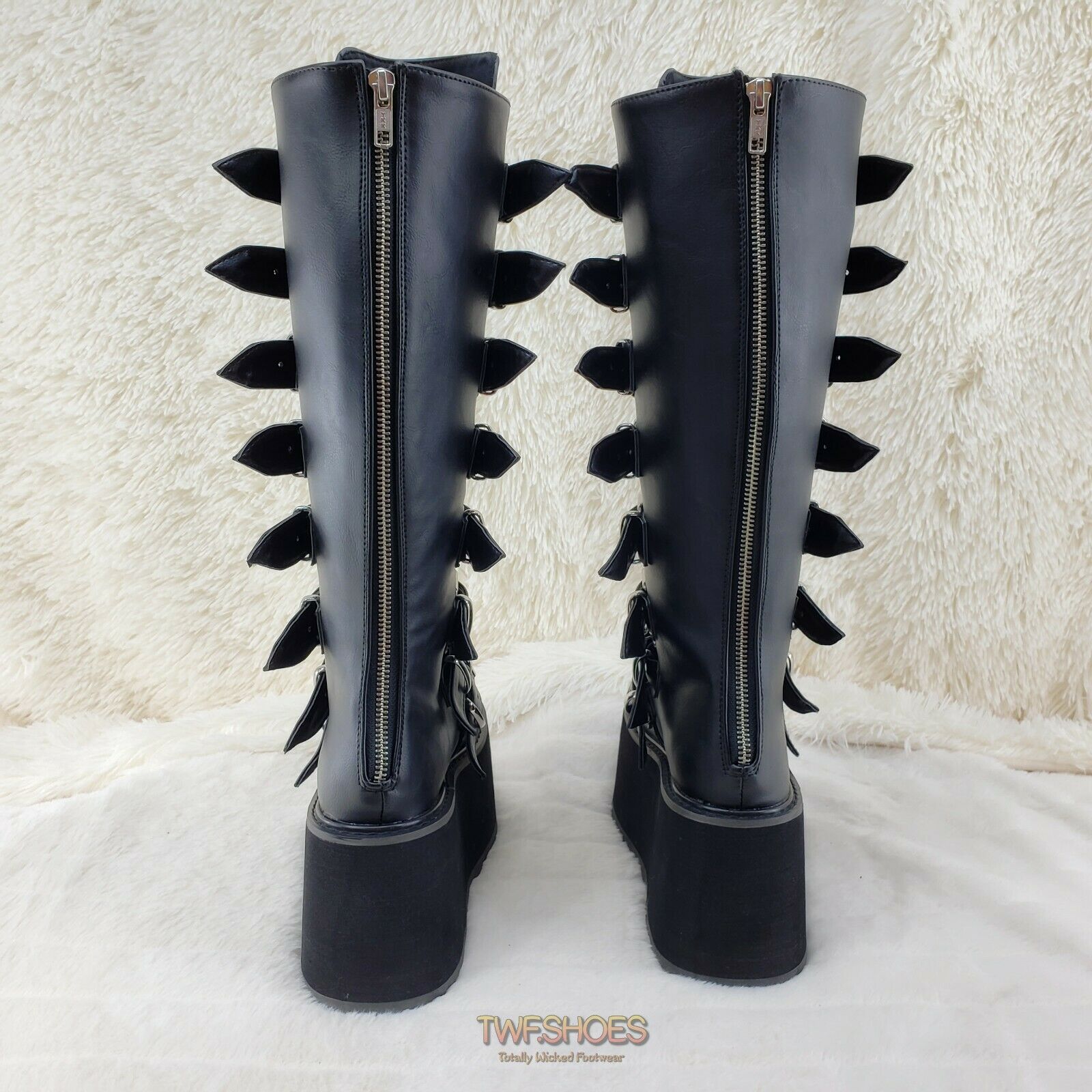 Damned 318 Multi Strap Goth Punk Rock Platform Boots Black Matte Restocked NY - Totally Wicked Footwear