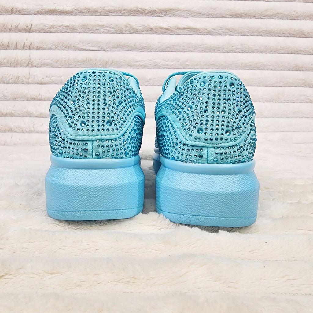 Cush Baby Blue Rhinestone Sneakers Tennis Shoes - Totally Wicked Footwear