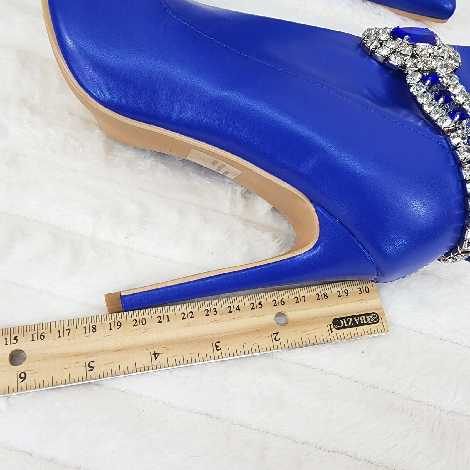 Lawless Bold Blue Stretch Leatherette Rhinestone Ankle Bracelet Thigh High Boots - Totally Wicked Footwear