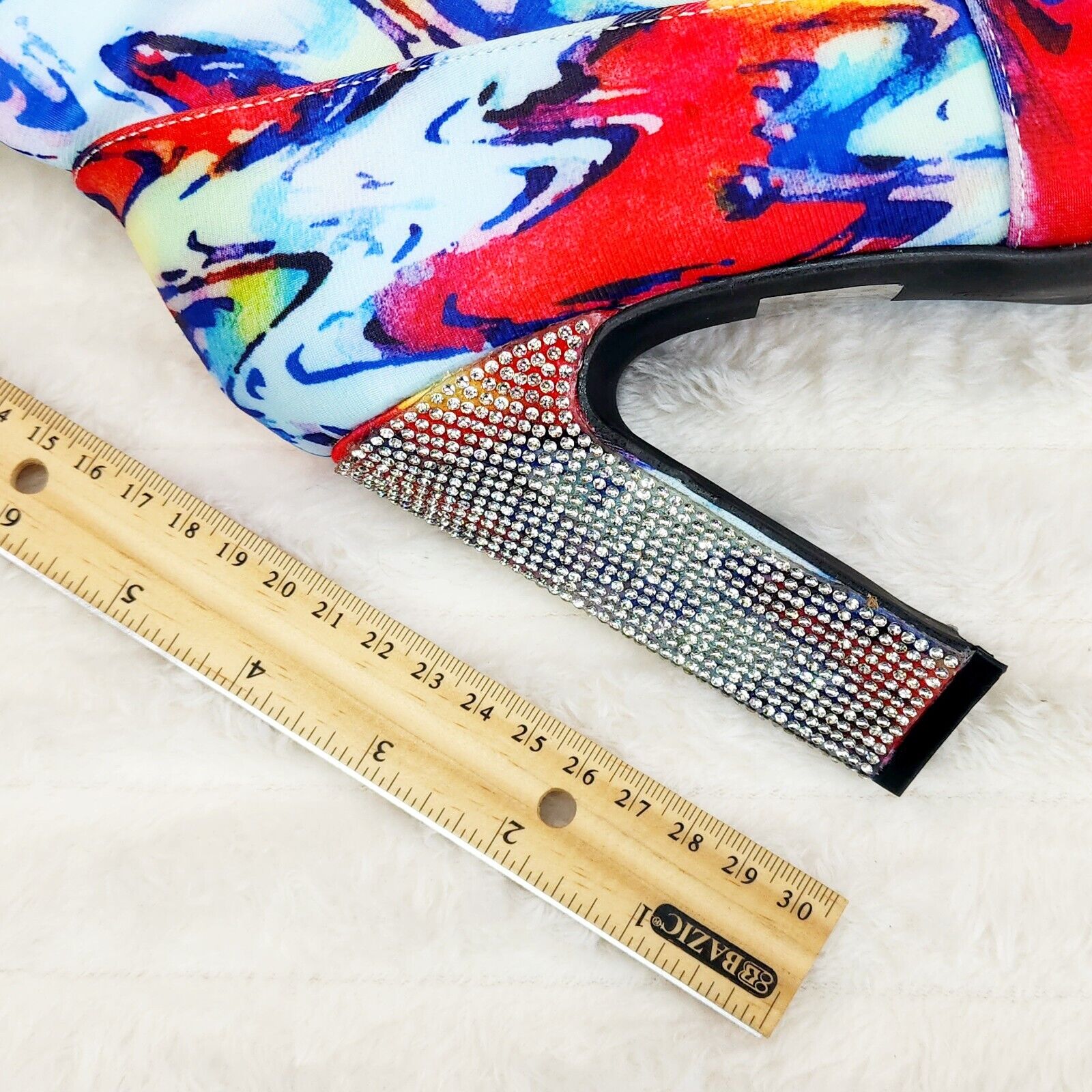 Regal Multi Color Print Stretch Upper Rhinestone Heel Ankle Boots - Totally Wicked Footwear