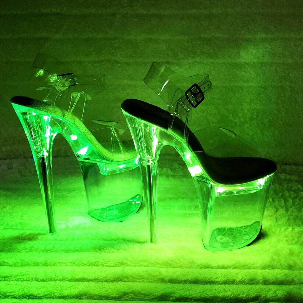 Flash Dance Led Lighted Multi Function Flashdance Clear Platform 8" Heels NY - Totally Wicked Footwear