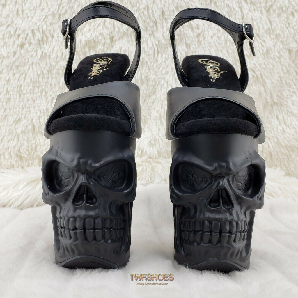 Rapture Black Matte Skull & Bones 8" High Heel Platform Shoes 5-10 NY - Totally Wicked Footwear