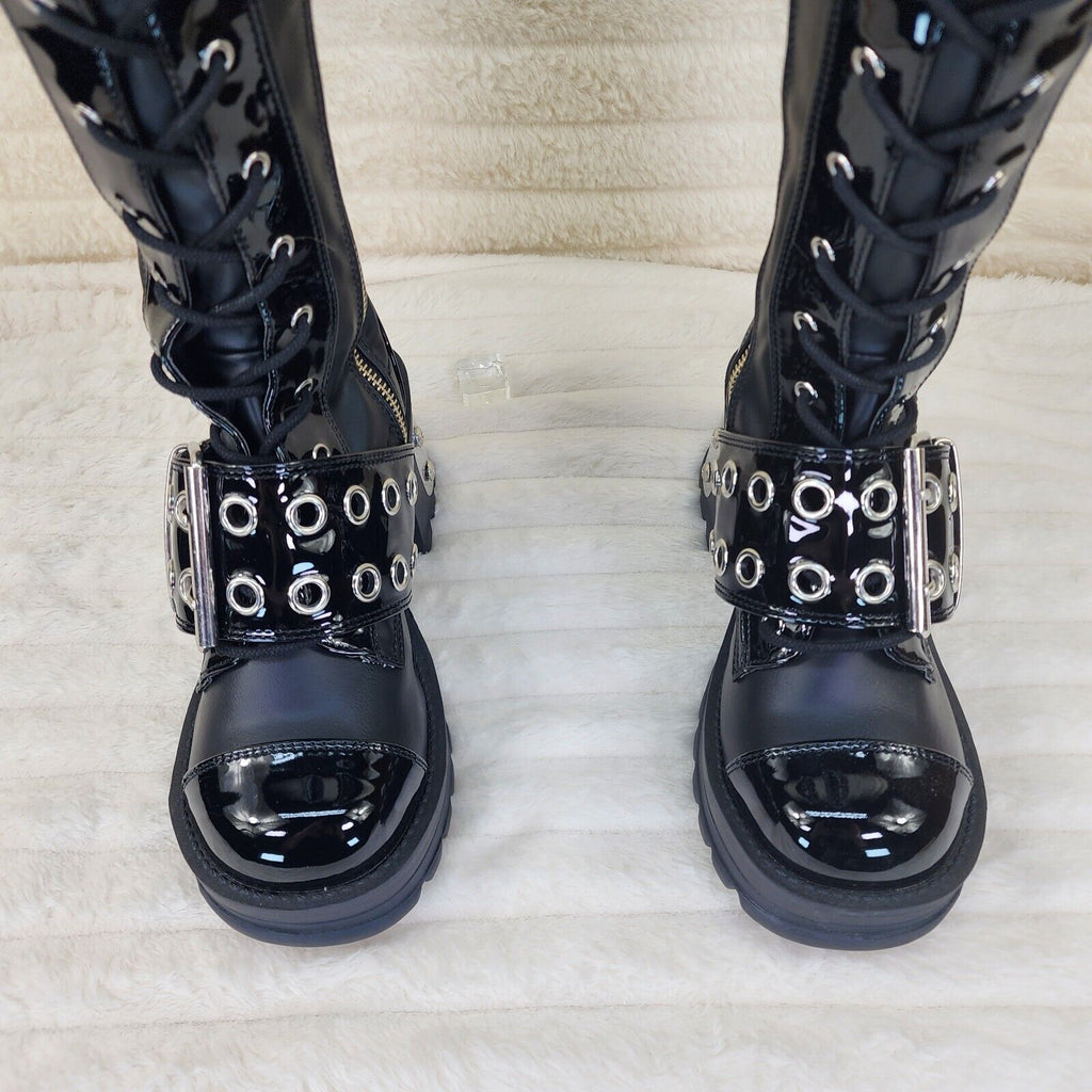 Bratty 304 Zipper Strap Buckle Biker Goth Punk Lace Up Thigh Boots In House NY - Totally Wicked Footwear