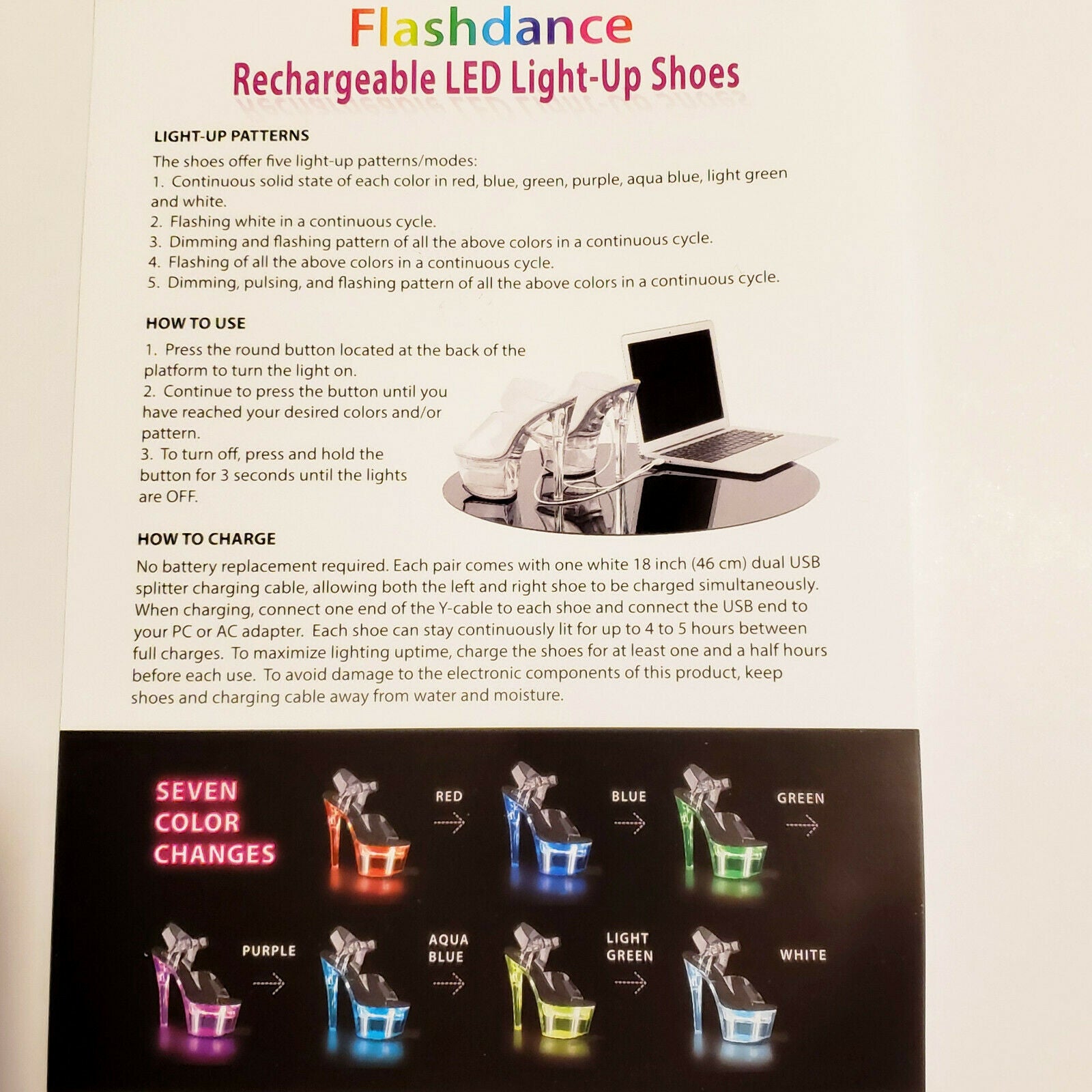 Flashdance 1020 LED Multi Light Up Platform Ankle Boots 8" High Heels NY - Totally Wicked Footwear
