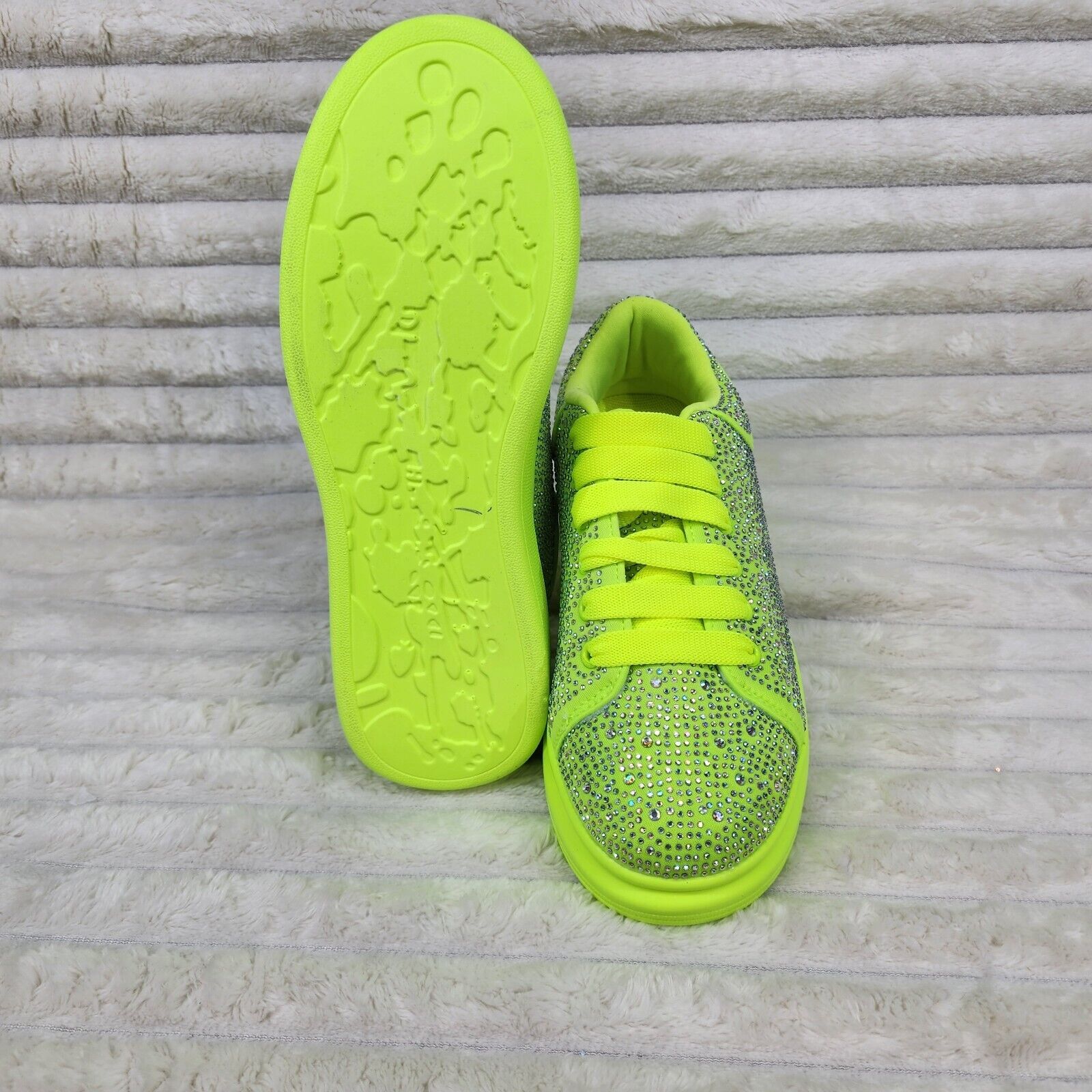 Cush Baby Bright Yellow Rhinestone Sneakers Tennis Shoes - Totally Wicked Footwear