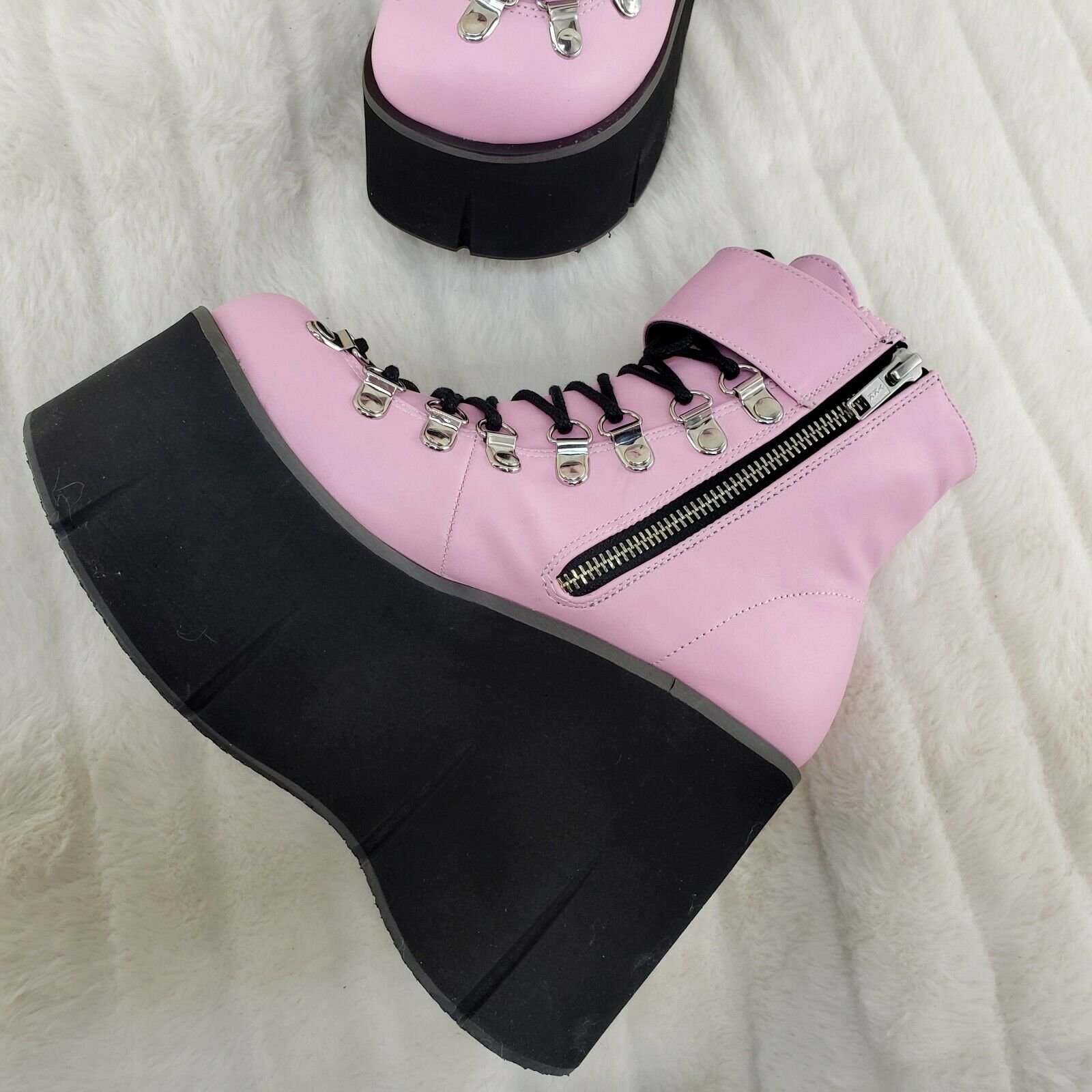 Kera 21 Pink Ankle Boot 4.5" Platform Cuff Straps Goth Punk Rock 6-11 NY - Totally Wicked Footwear