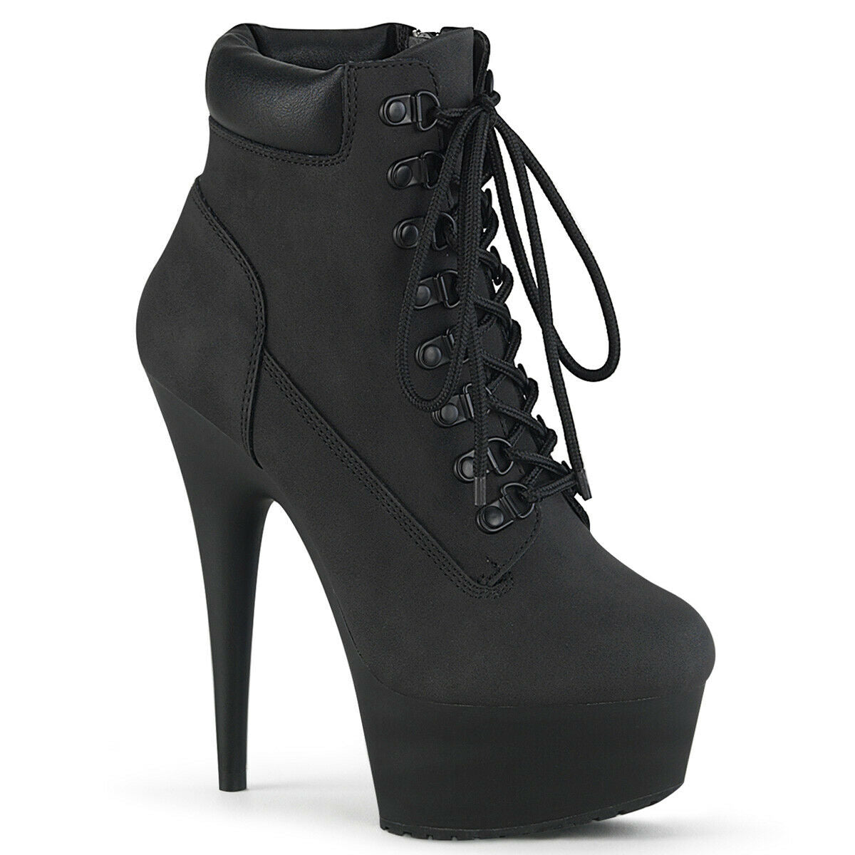 Delight 600tl Black Nubuck Work Style 6" High Heel Ankle Boots US Size 7 - 14 NY - Totally Wicked Footwear