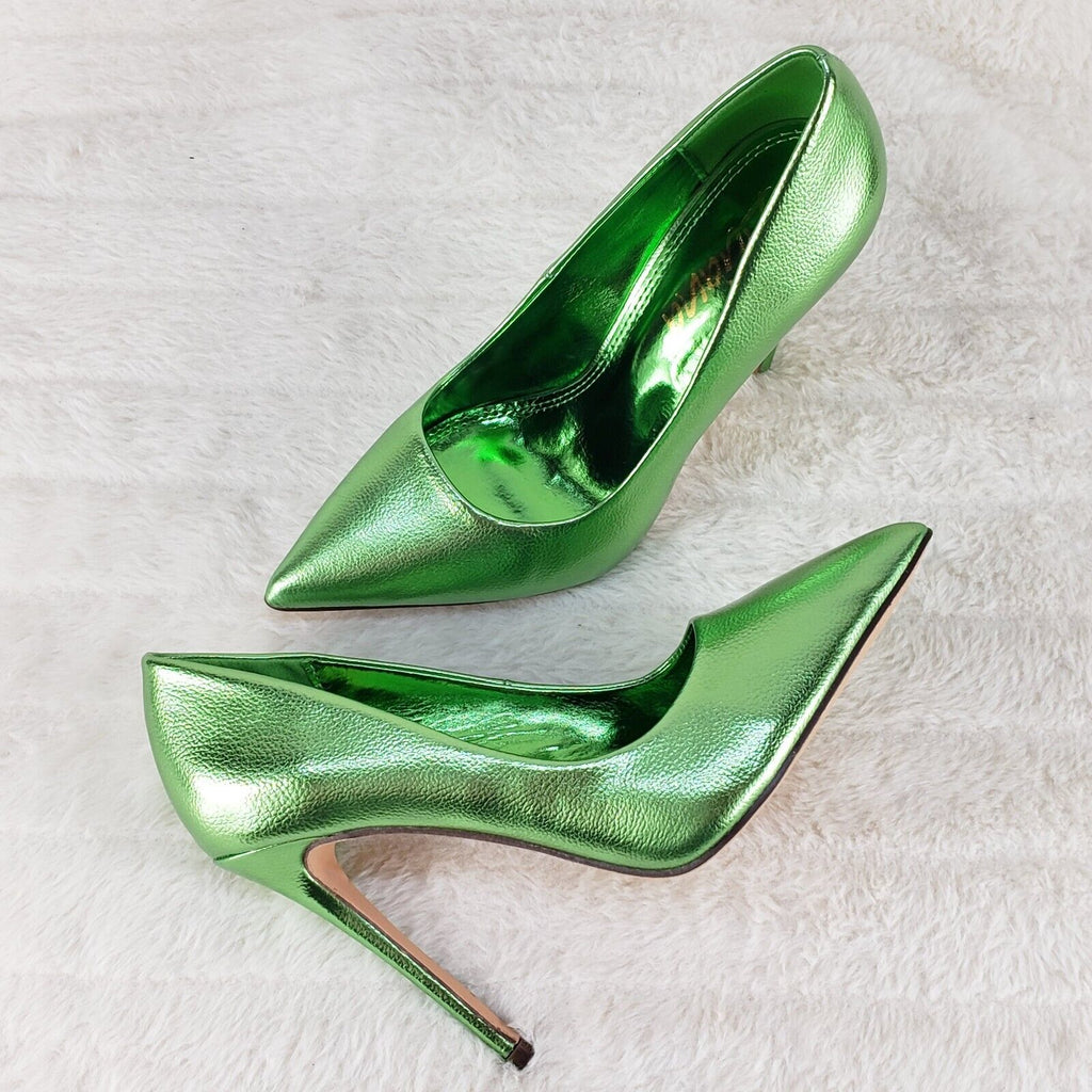 Fabulous Green Metallic Pointy Toe High Heel Pumps 7-11 - Totally Wicked Footwear