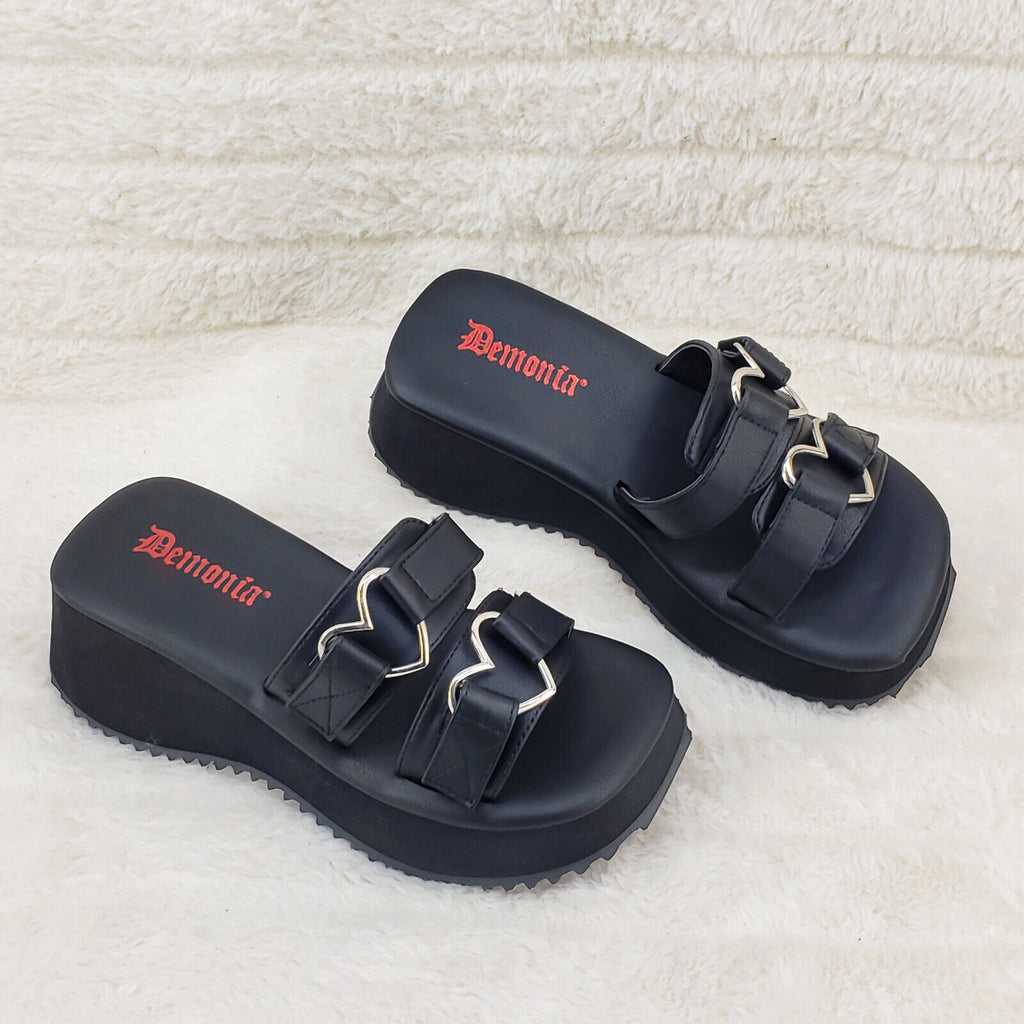 Flip Demonia Goth Slip On Sandals With Heart Buckle House Stock NY