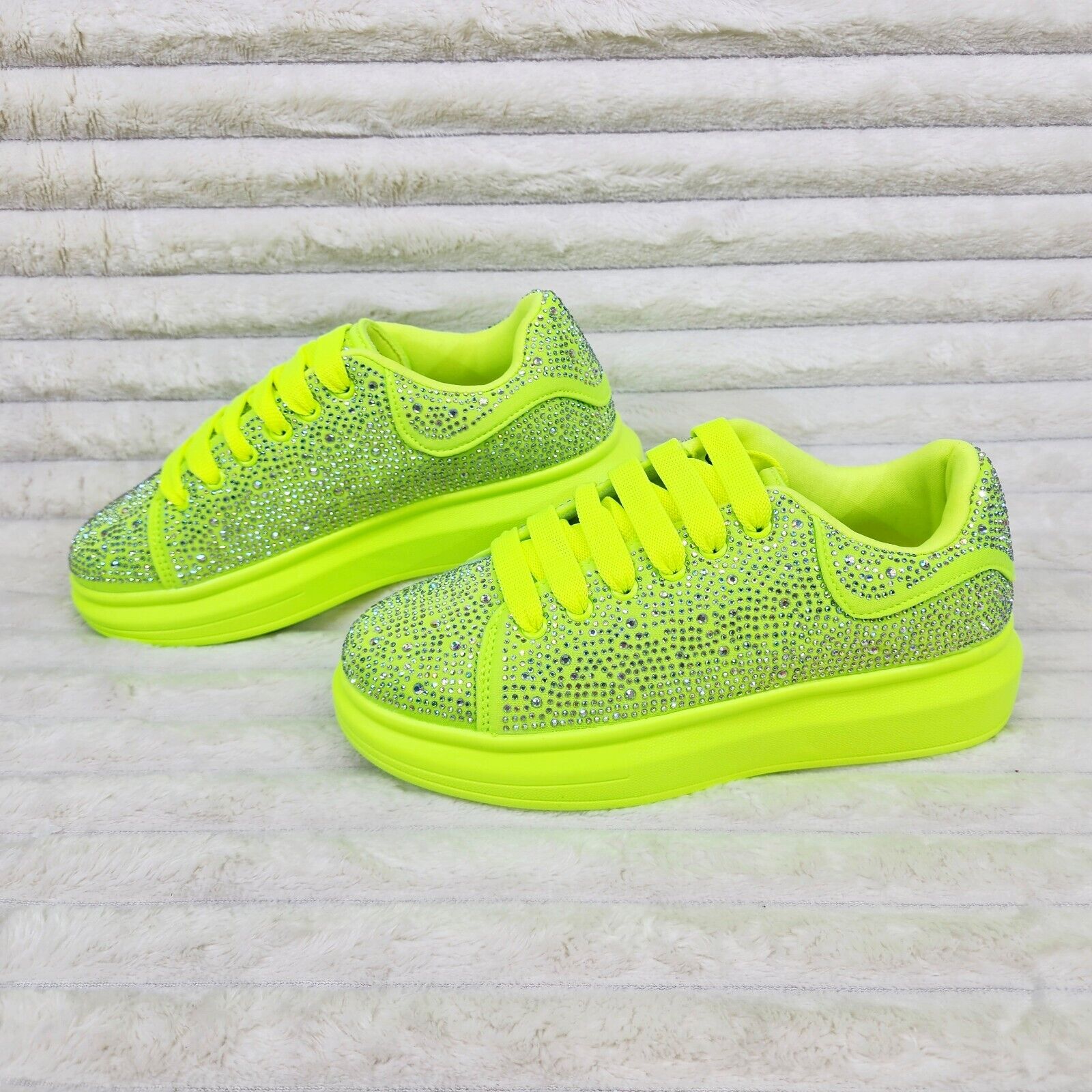Cush Baby Bright Yellow Rhinestone Sneakers Tennis Shoes - Totally Wicked Footwear