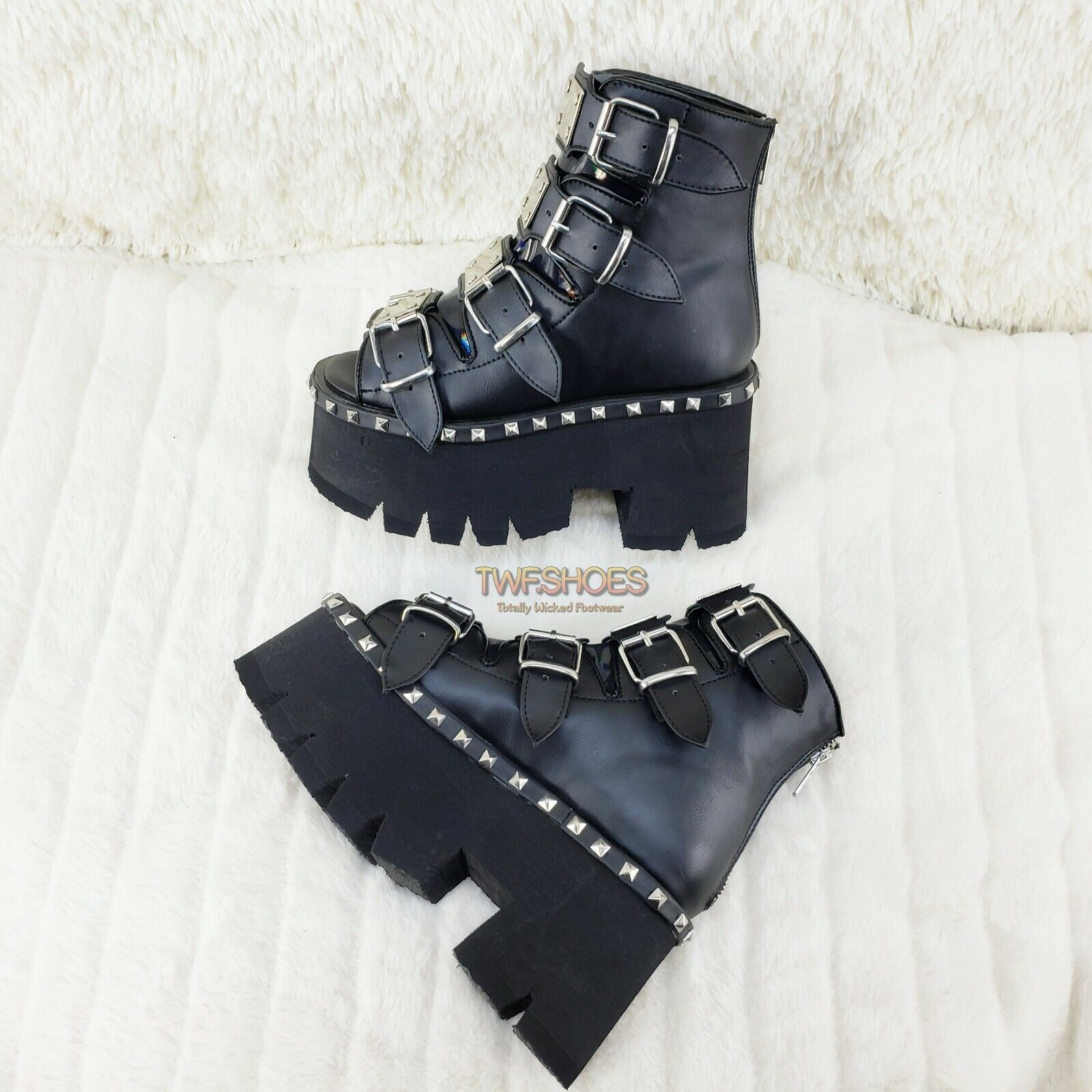Demonia Ashes 70 Black 3.5" Platform Heel Goth Punk Sandal Boots NY - Totally Wicked Footwear