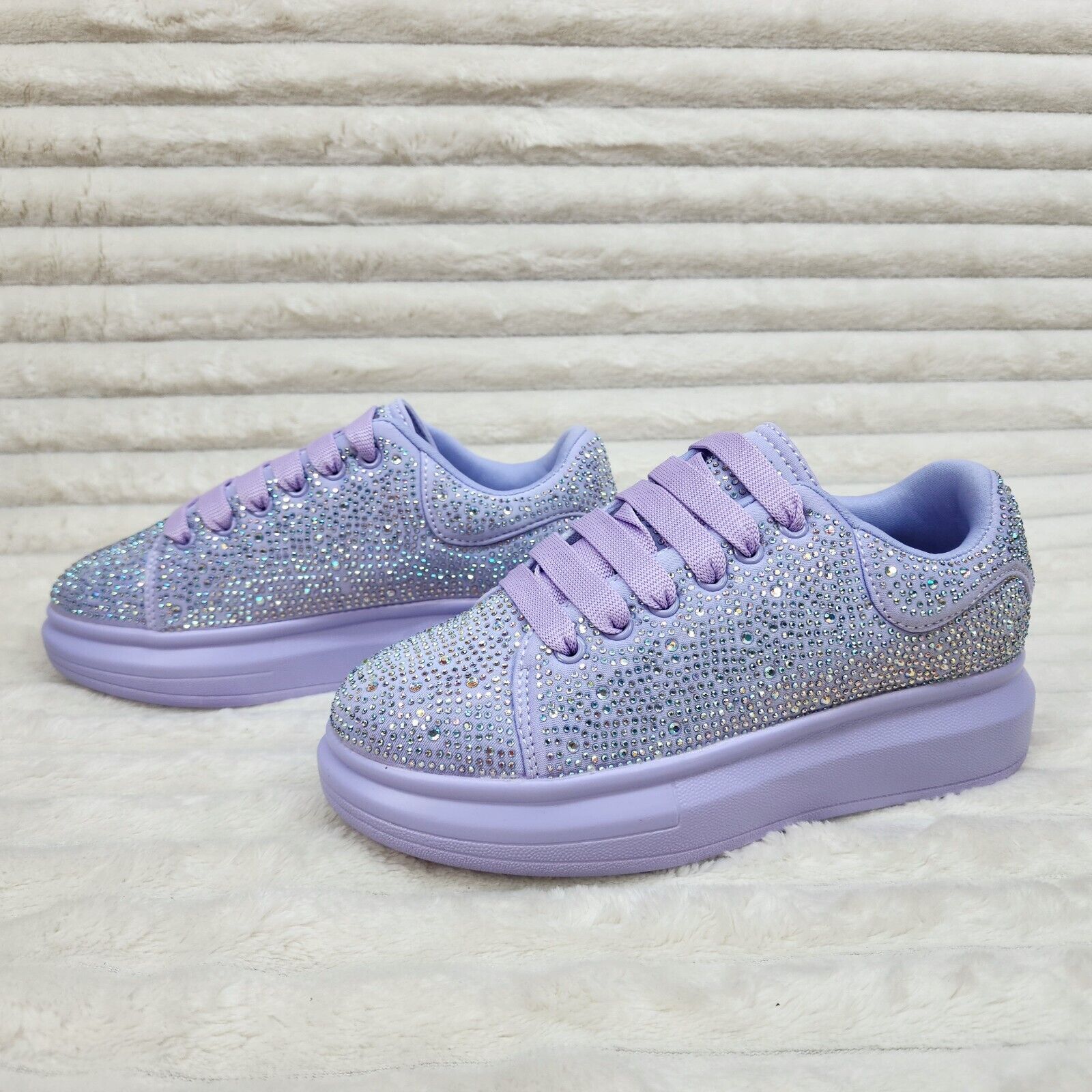 Cush Baby Lilac Purple Rhinestone Sneakers Tennis Shoes - Totally Wicked Footwear