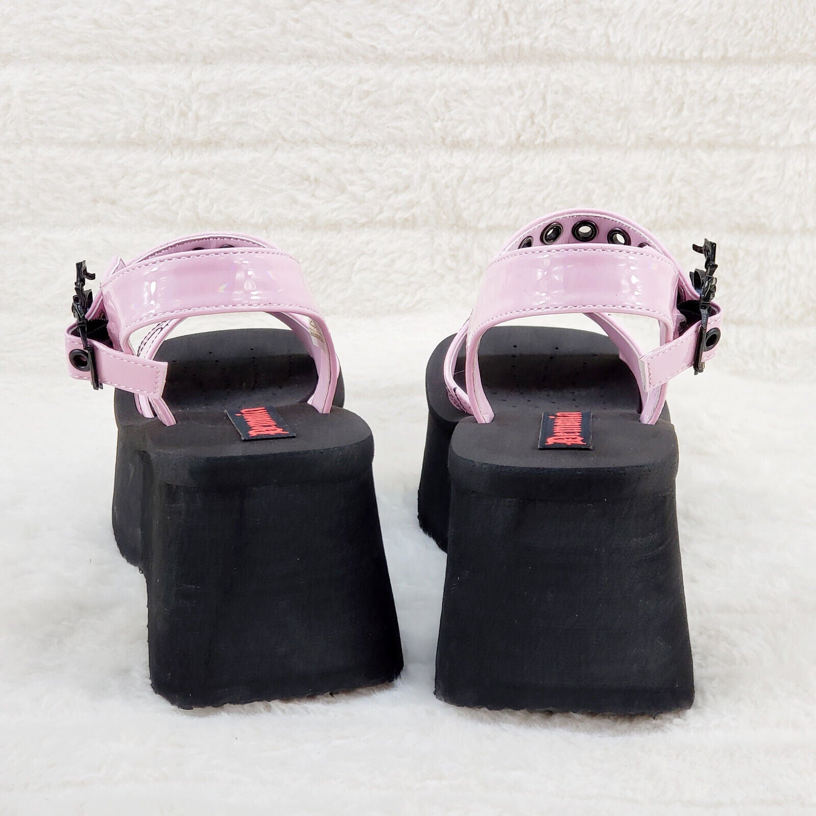 Funn Platform Goth Spider Web Sandals Ankle Strap Wedge Shoes Pink In House - Totally Wicked Footwear