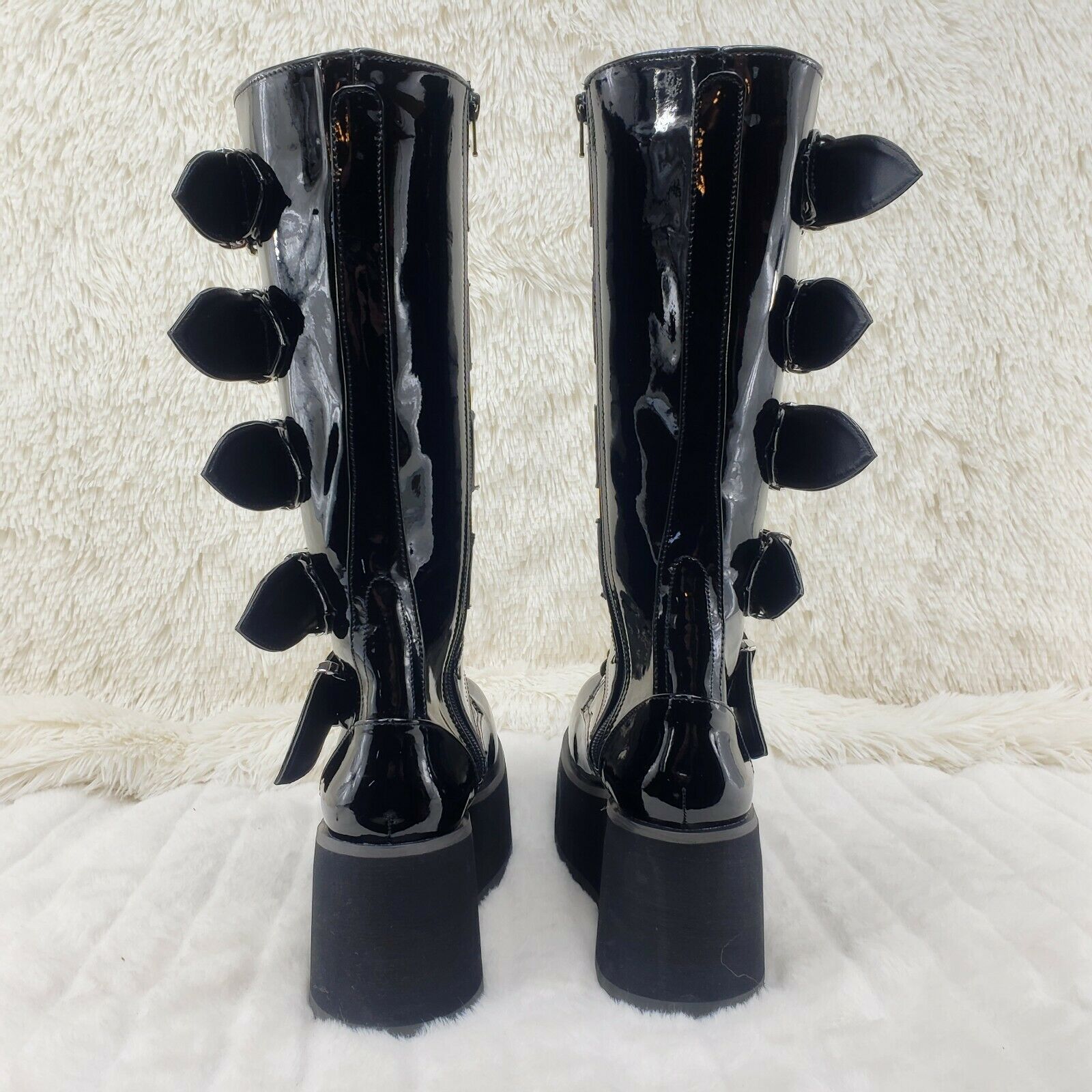 Trashville 518 Goth Punk Knee Boots Black Patent Mens US Sizes - Totally Wicked Footwear
