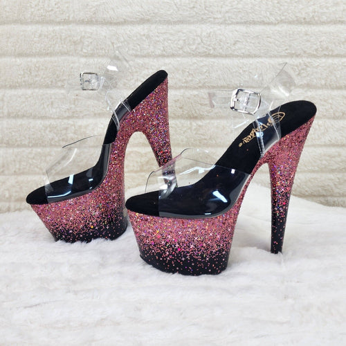 Adore 708SS Pink Hologram Ombre Platform Shoes Sandals 7" High Heel Shoes NY - Totally Wicked Footwear