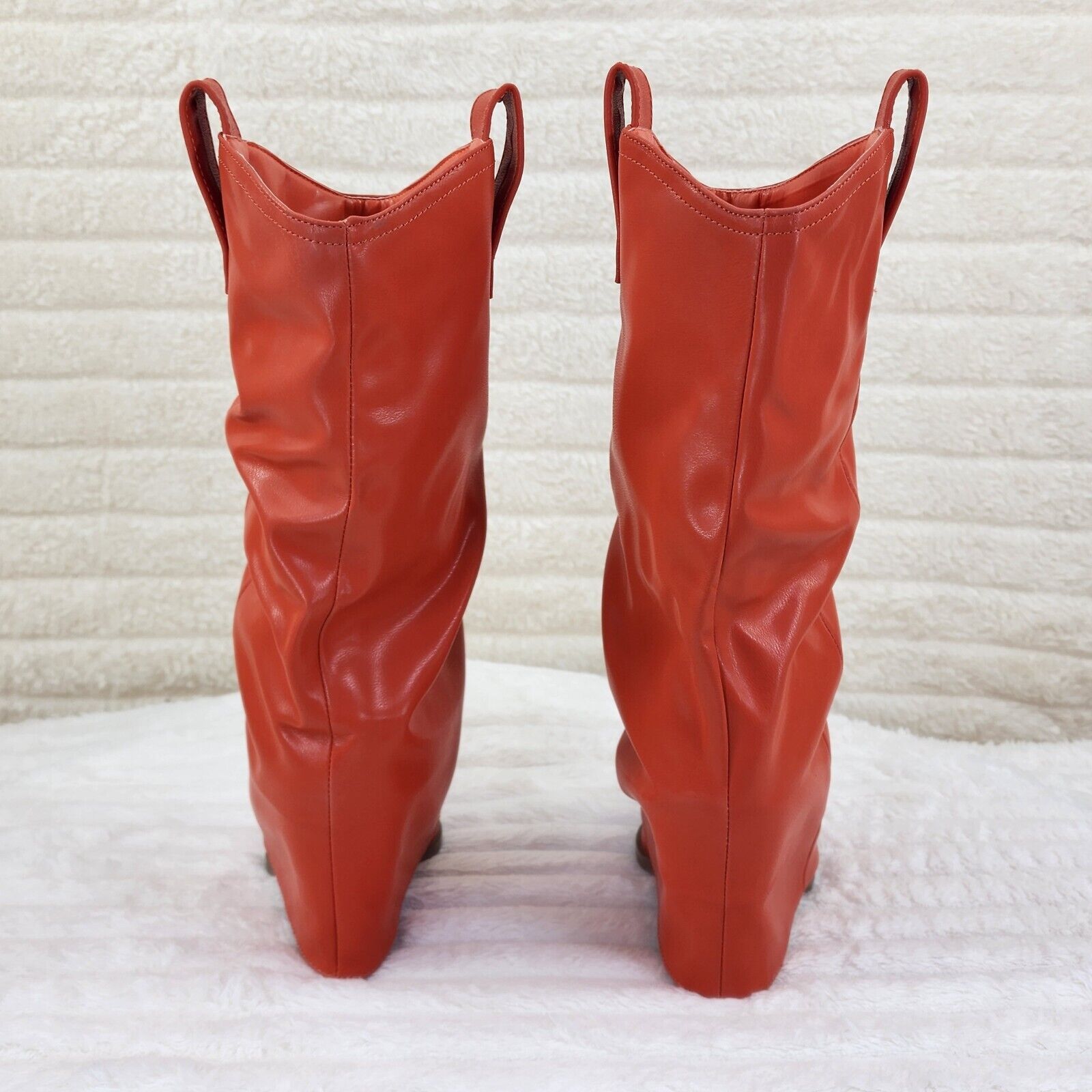 Humbled Orange Skirted Fold Over Western Cowgirl Boots - Totally Wicked Footwear