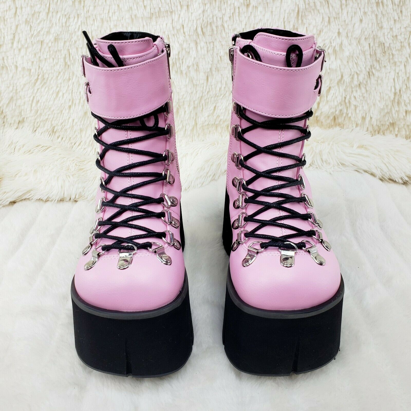 Kera 21 Pink Ankle Boot 4.5" Platform Cuff Straps Goth Punk Rock 6-11 NY - Totally Wicked Footwear