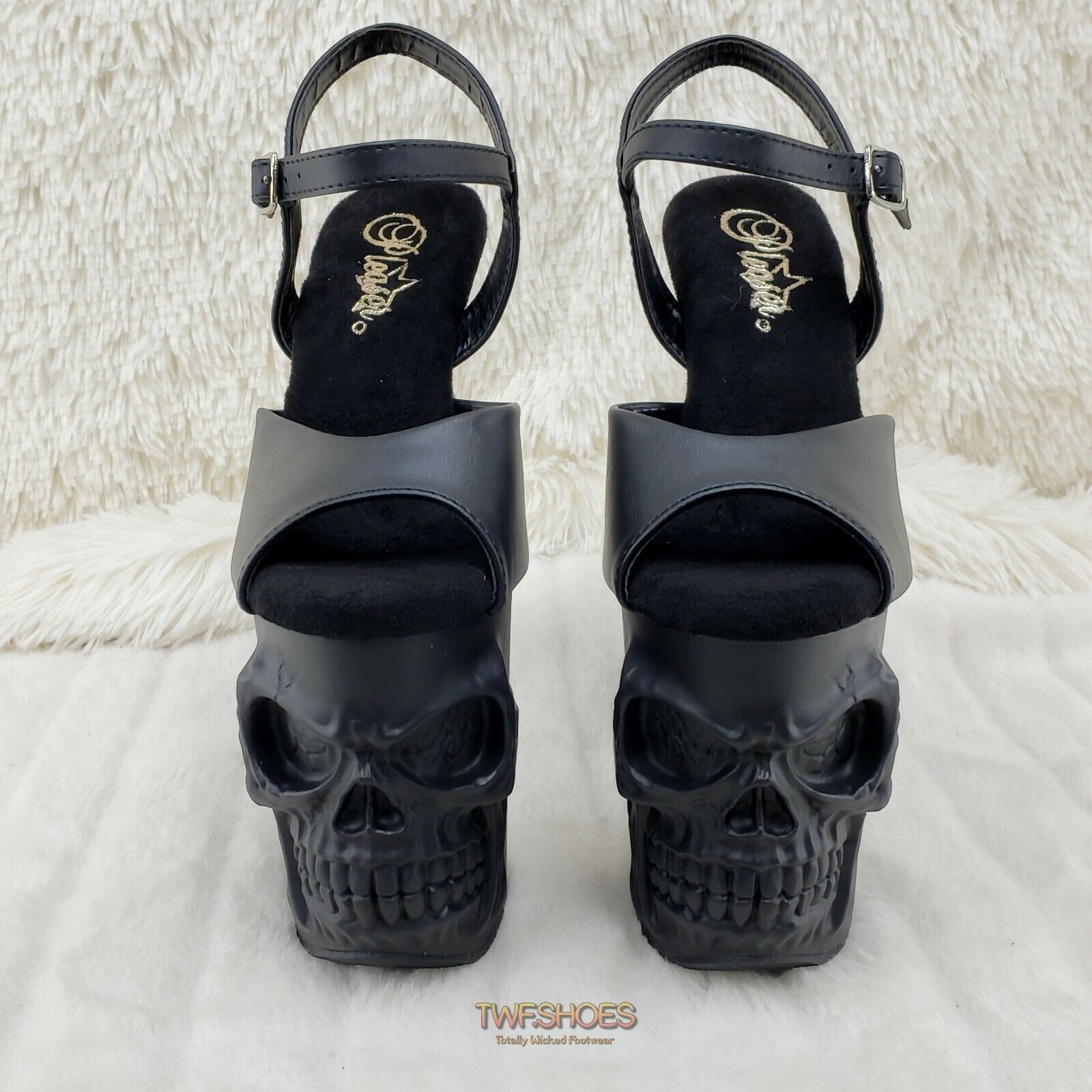 Rapture Black Matte Skull & Bones 8" High Heel Platform Shoes 5-10 NY - Totally Wicked Footwear