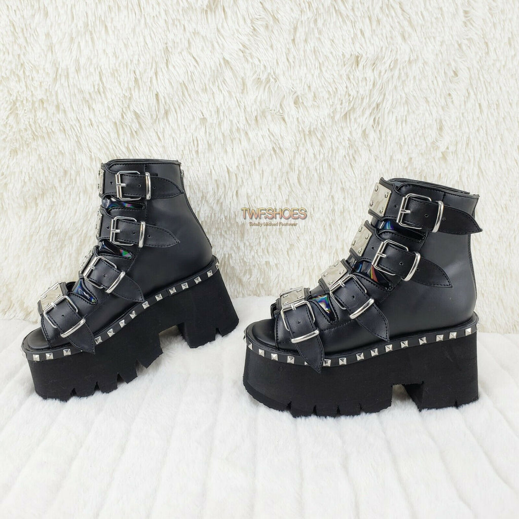 Demonia Ashes 70 Black 3.5" Platform Heel Goth Punk Sandal Boots NY - Totally Wicked Footwear