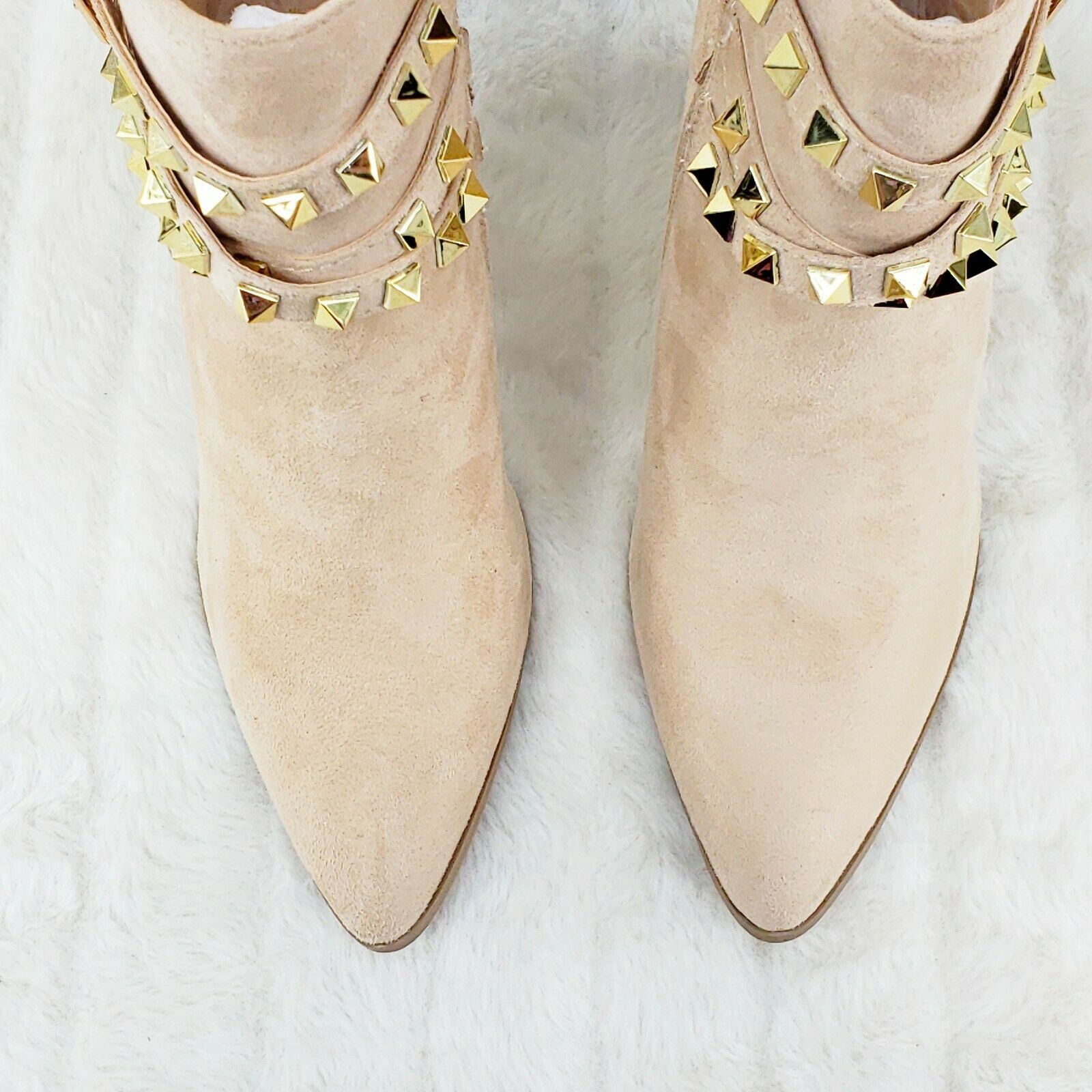Classic Western Designer Cowboy Style Studded Strap Ankle Boots Nude 6-11 - Totally Wicked Footwear