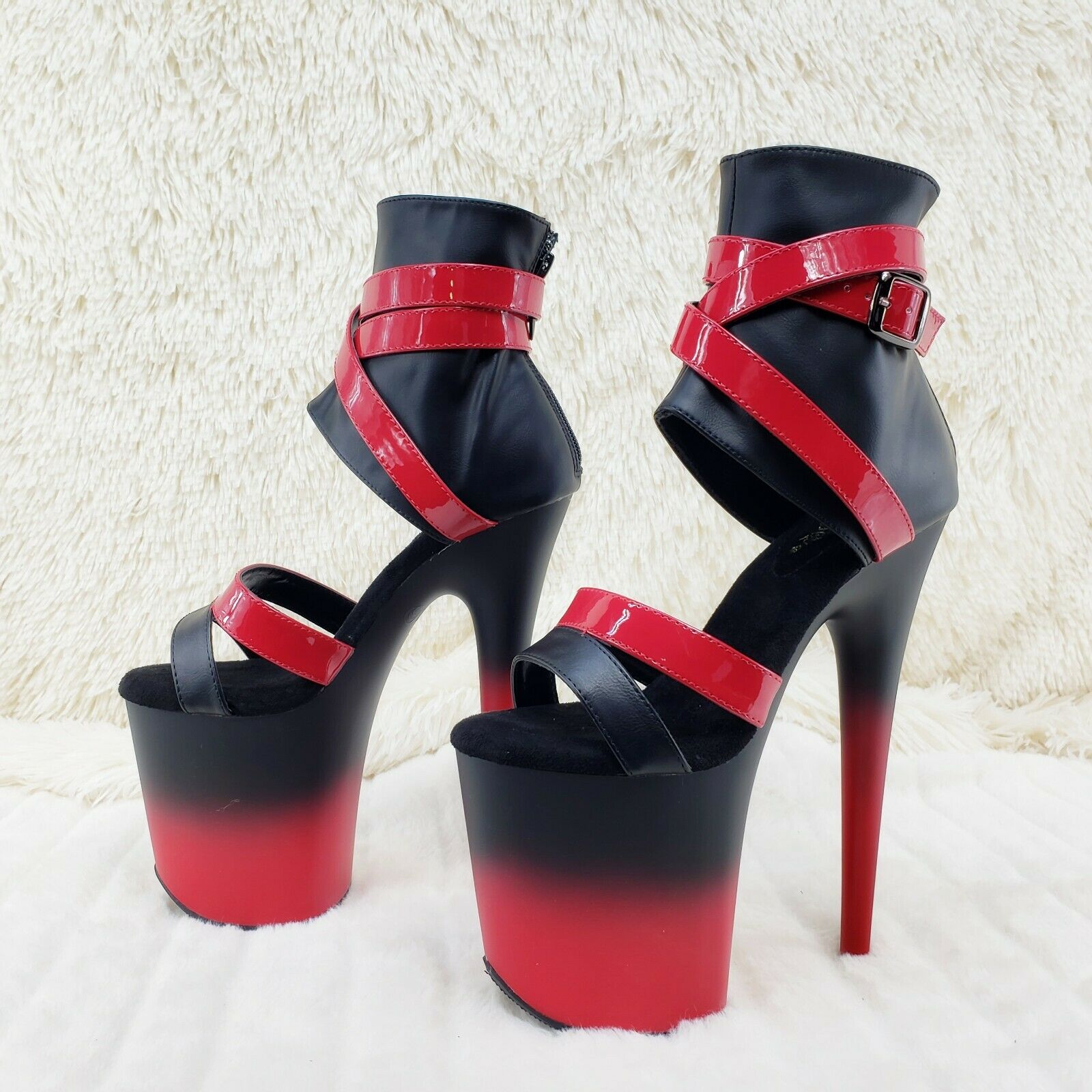 Flamingo 80015 Two Tone Red Black 8" High Heel Shoe Size 7-12 NY - Totally Wicked Footwear