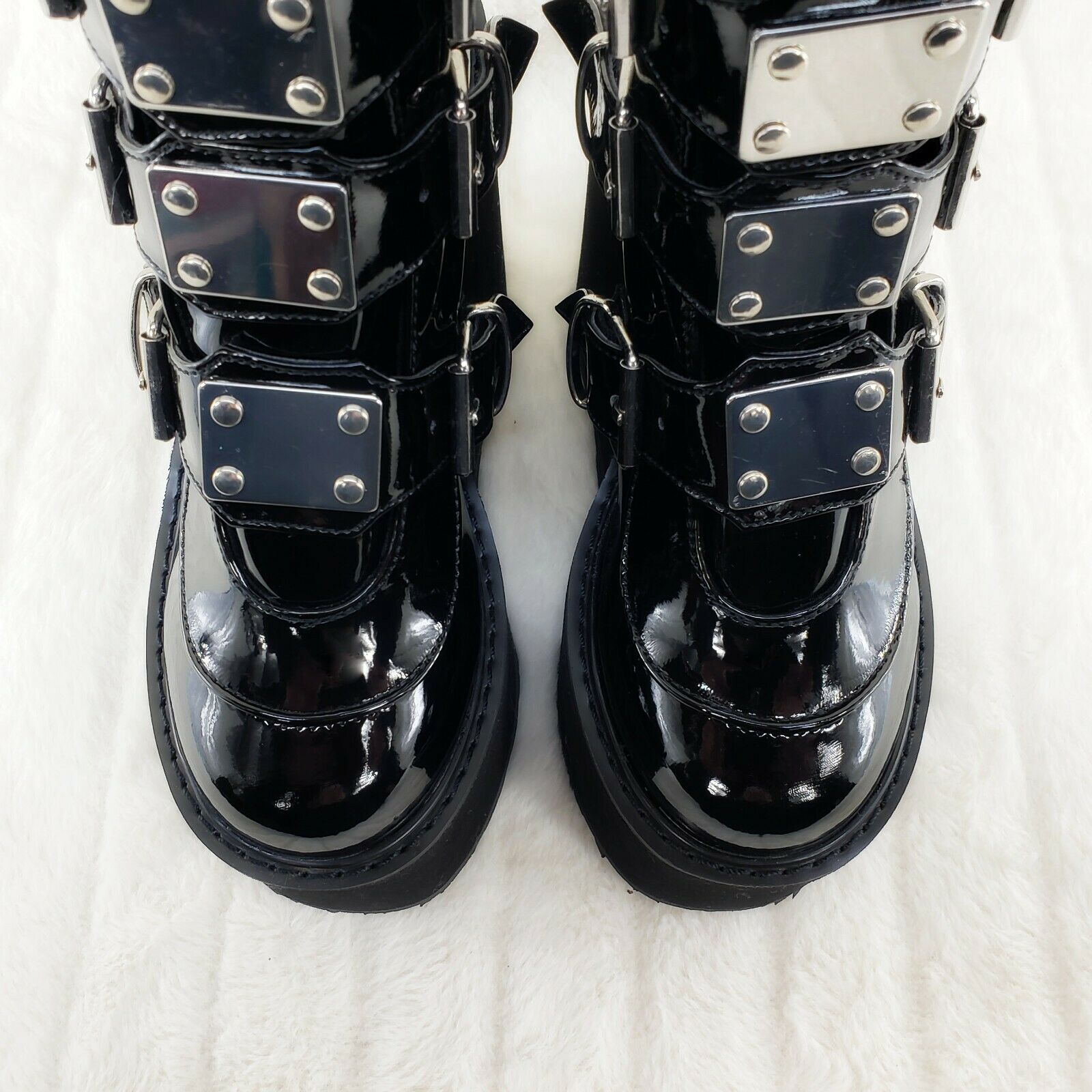 Swing 105 Black Patent Multiple Buckle Ankle Boot 5.5" Platform NY - Totally Wicked Footwear
