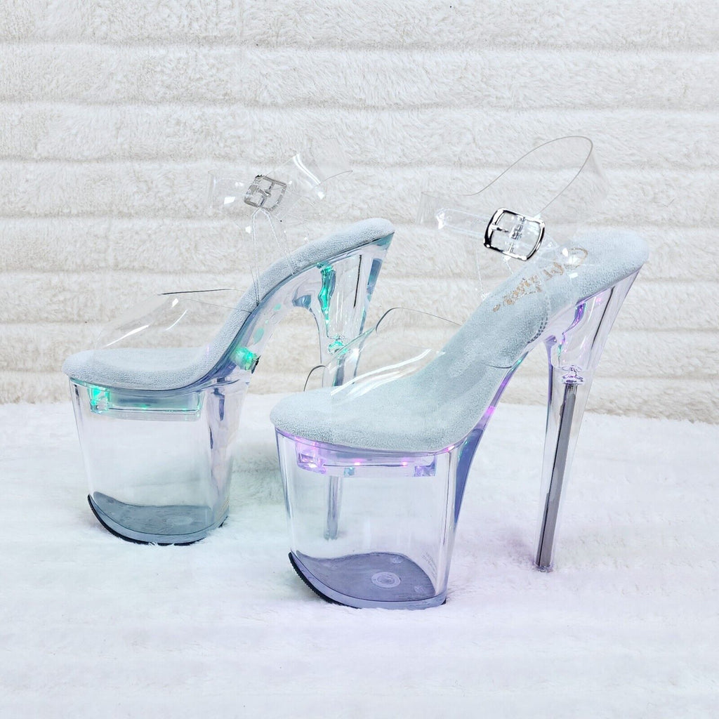Flash Dance Led Lighted Multi Function Flashdance Clear Platform 8" Heels NY - Totally Wicked Footwear