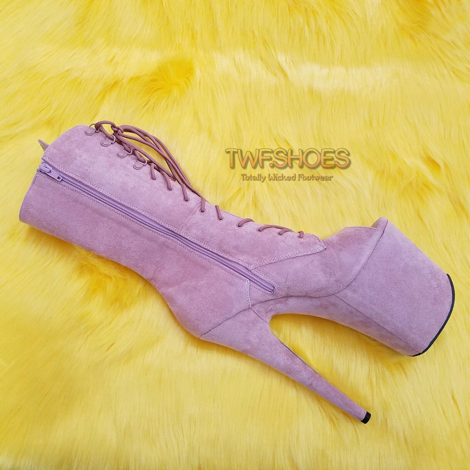 Flamingo 1051FS Blush V Suede 8" Heel Platform Mid Calf Boots Size 10 11 12 NY - Totally Wicked Footwear