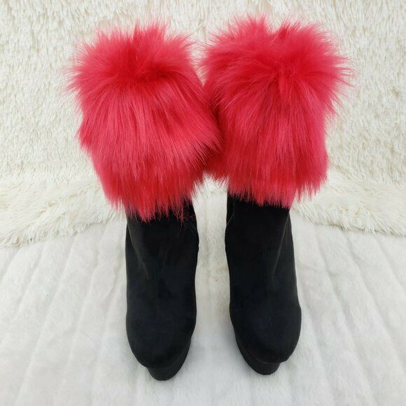 Delight 1000 Interchangeable Fur Collar Ankle Boots 6" High Heels In Stock NY - Totally Wicked Footwear