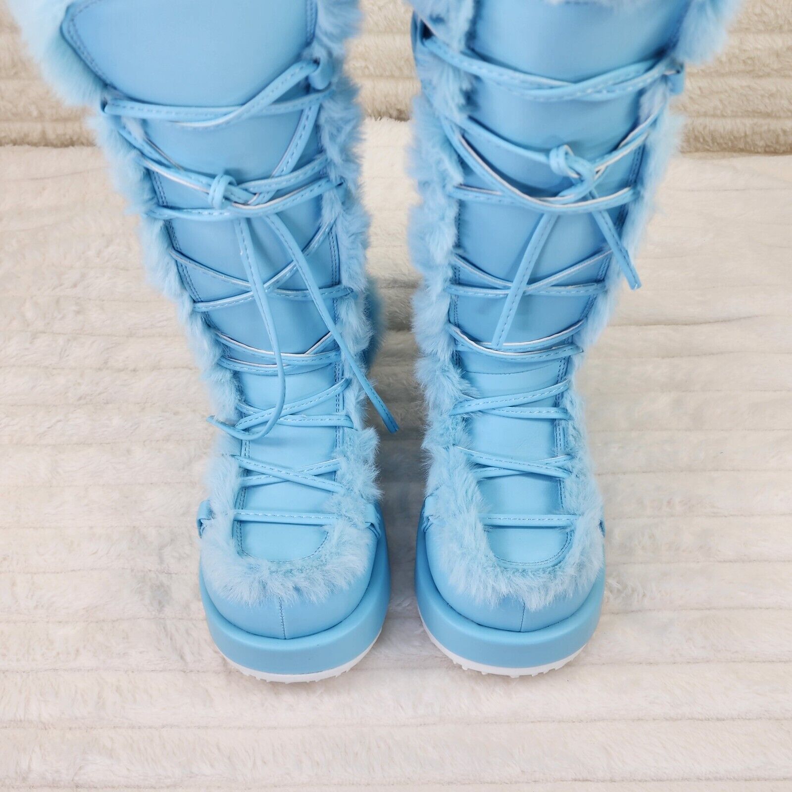 311 Cub Stomper Baby Blue Mammoth Platform Goth Punk Knee Boots NY Restock - Totally Wicked Footwear