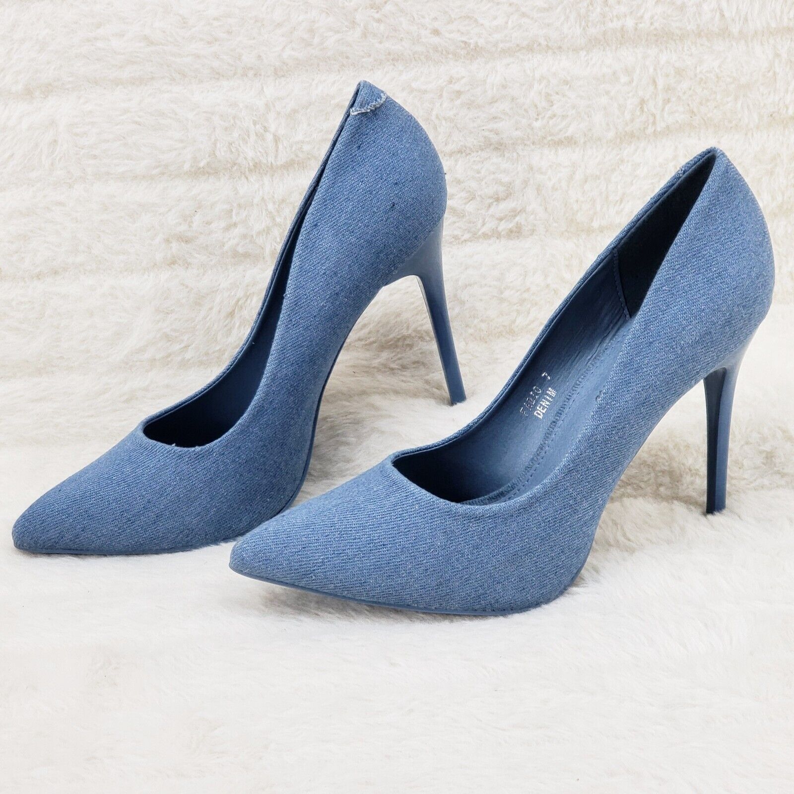 Fabio Medium Denim High Heel Shoes Pointy Toe Pump 7-11 - Totally Wicked Footwear