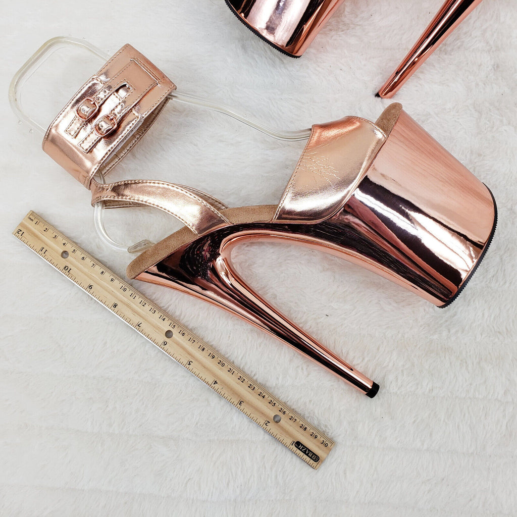 Flamingo 891 Rose Gold 8" High Heel Platform Shoe Wide Ankle Cuff NY - Totally Wicked Footwear