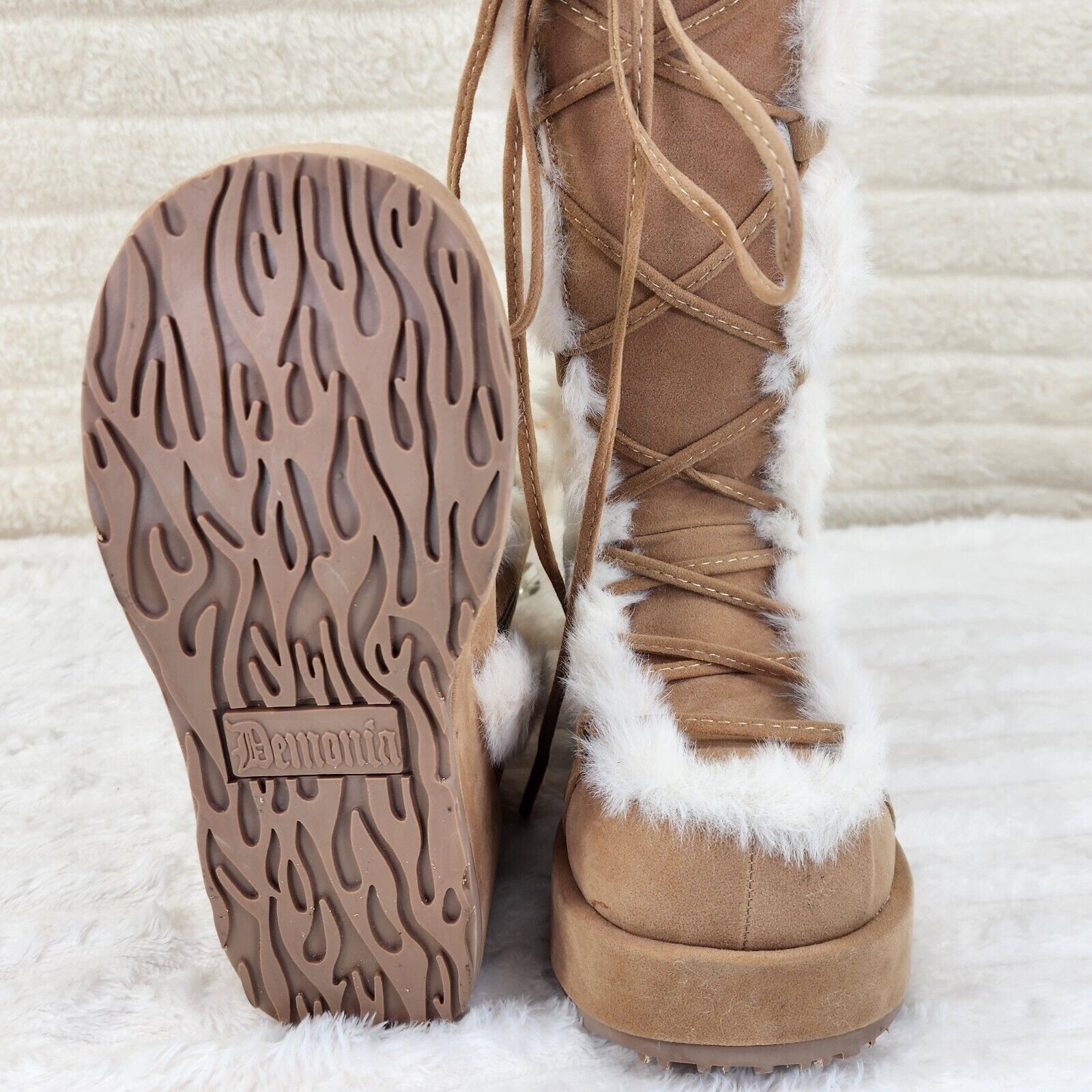 311 Cub Stomper Tan Mammoth Platform Goth Punk Knee Boots NY Restock - Totally Wicked Footwear