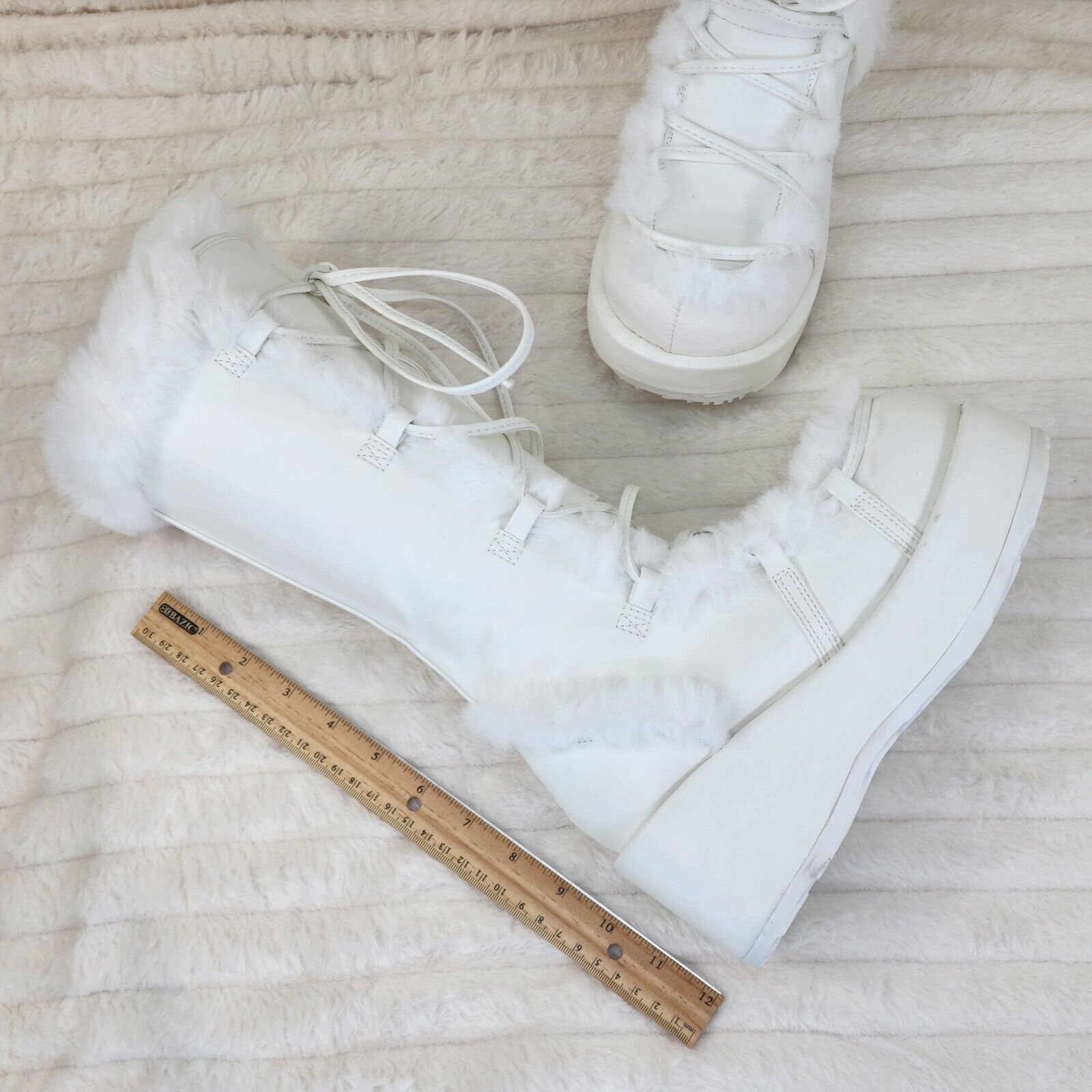 311 Cub Stomper White Mammoth Platform Goth Punk Knee Boots NY Restock - Totally Wicked Footwear