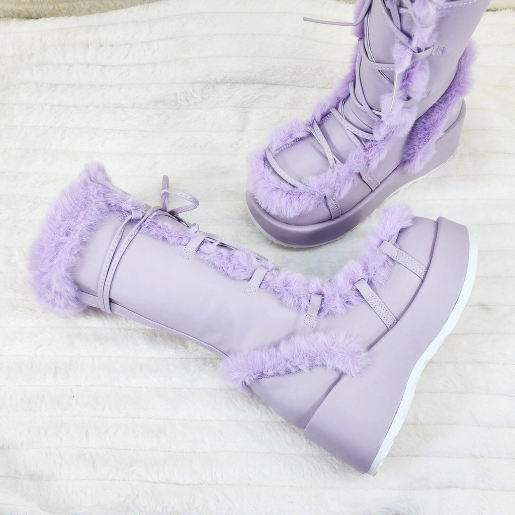 311 Cub Stomper Lilac Purple Mammoth Platform Goth Punk Calf Knee Boots NY - Totally Wicked Footwear