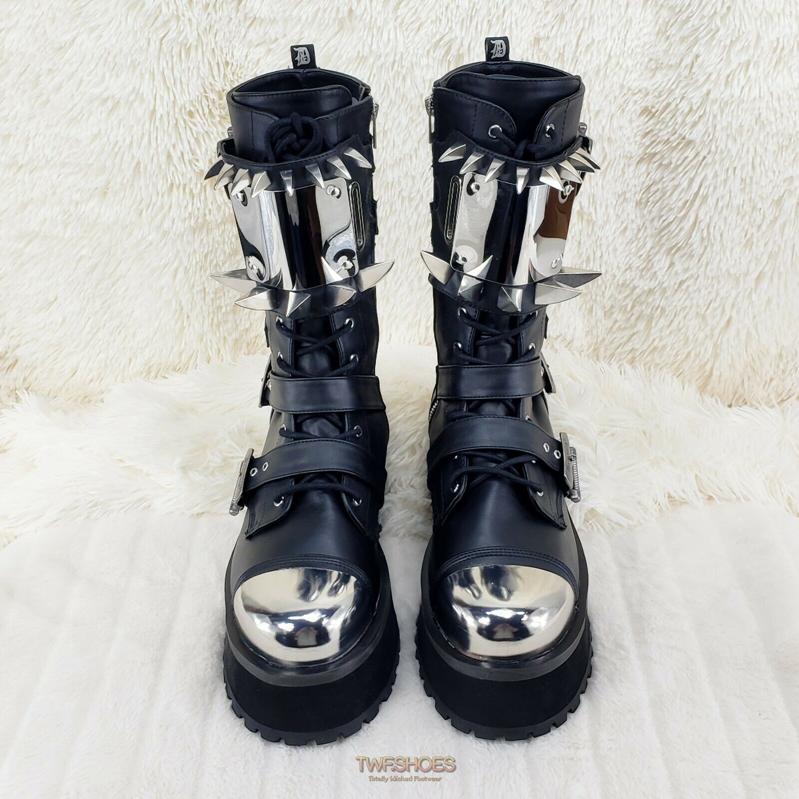 GraveDigger 250 Claw Spike Black Lace Up Boots Mid Calf Men Sizes IN HOUSE STOCK - Totally Wicked Footwear